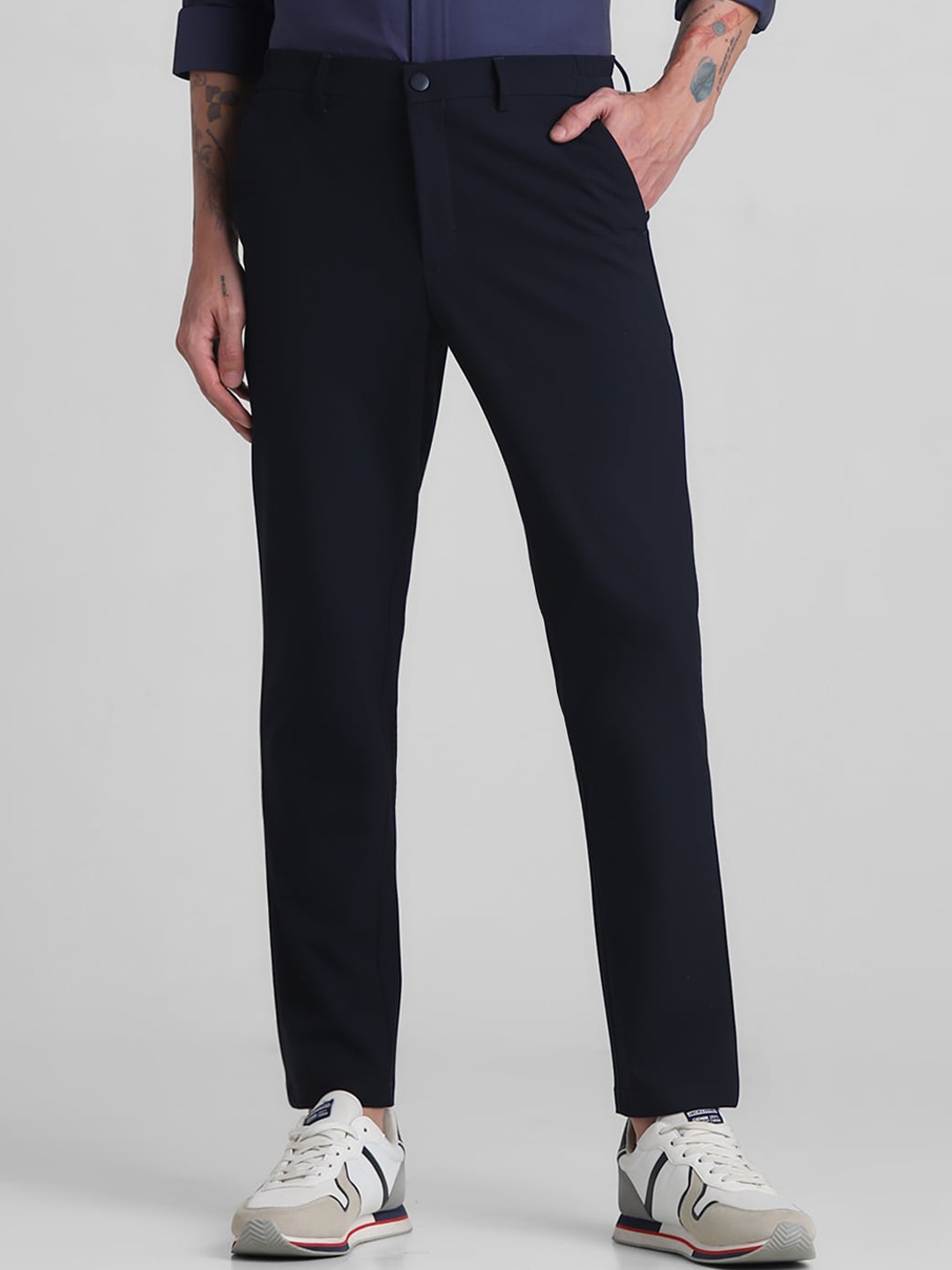 

Jack & Jones Slim Fit Mid-Rise Trousers, Navy blue