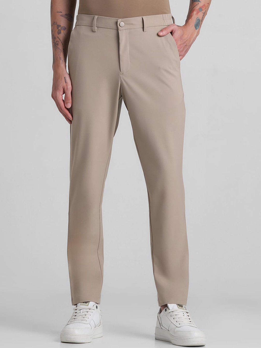 

Jack & Jones Slim Fit Mid-Rise Trousers, Brown