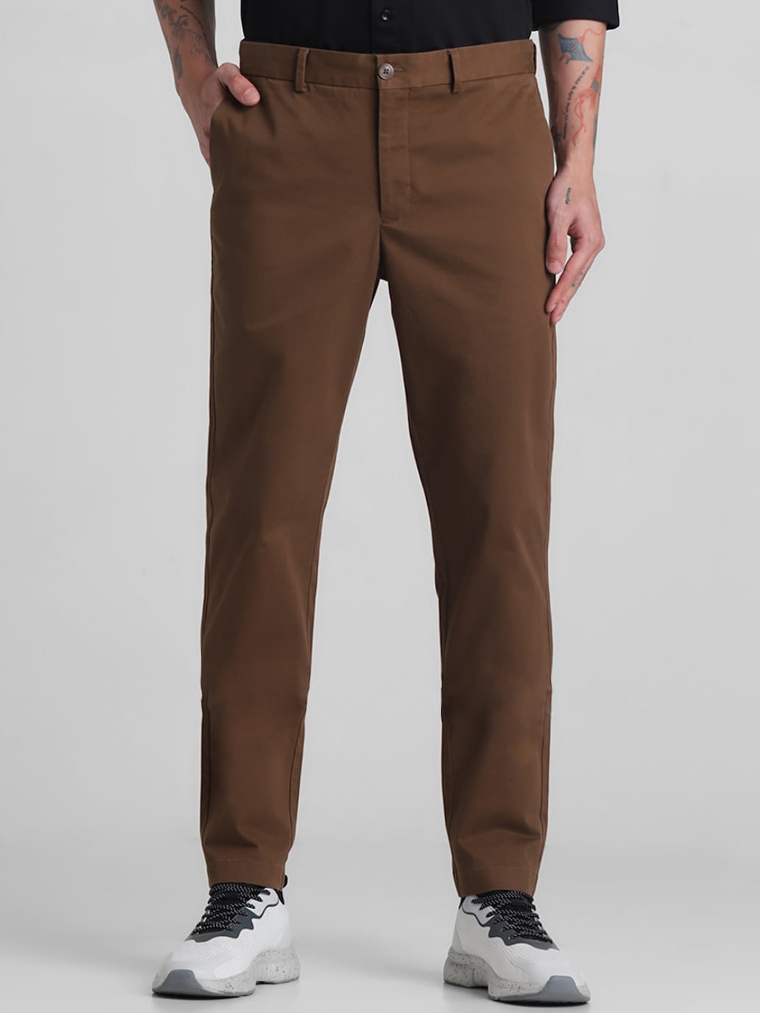 

Jack & Jones Men Slim Fit Mid-Rise Trousers, Brown