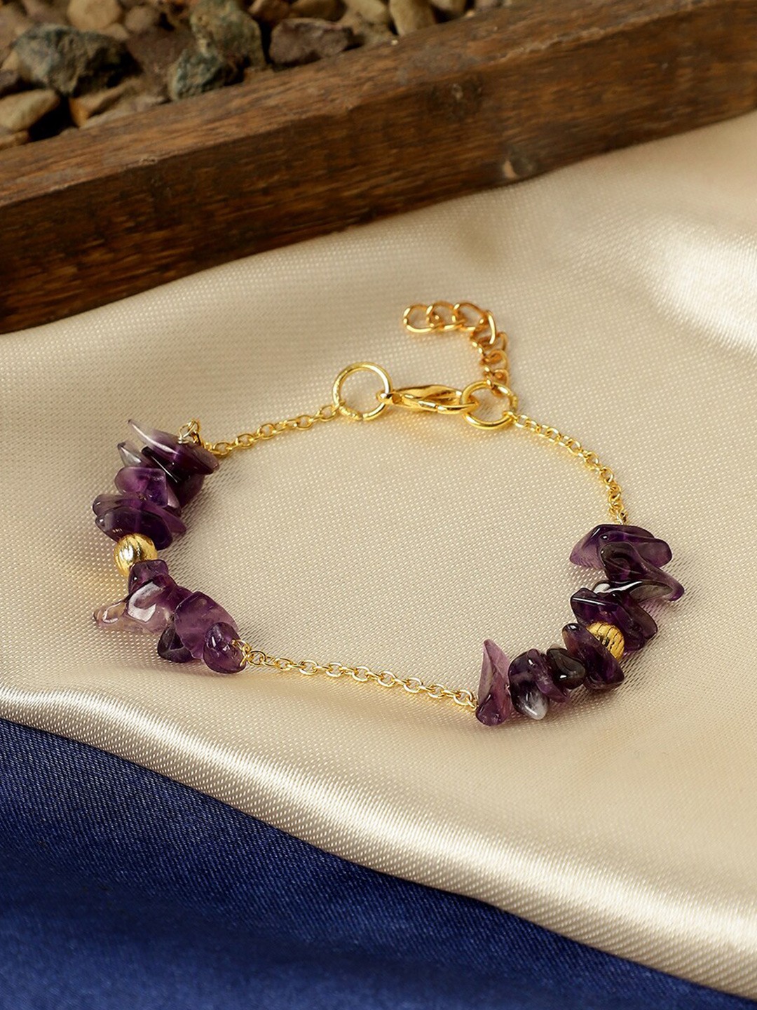 

TAG 7 Women Amethyst Wraparound Bracelet, Gold