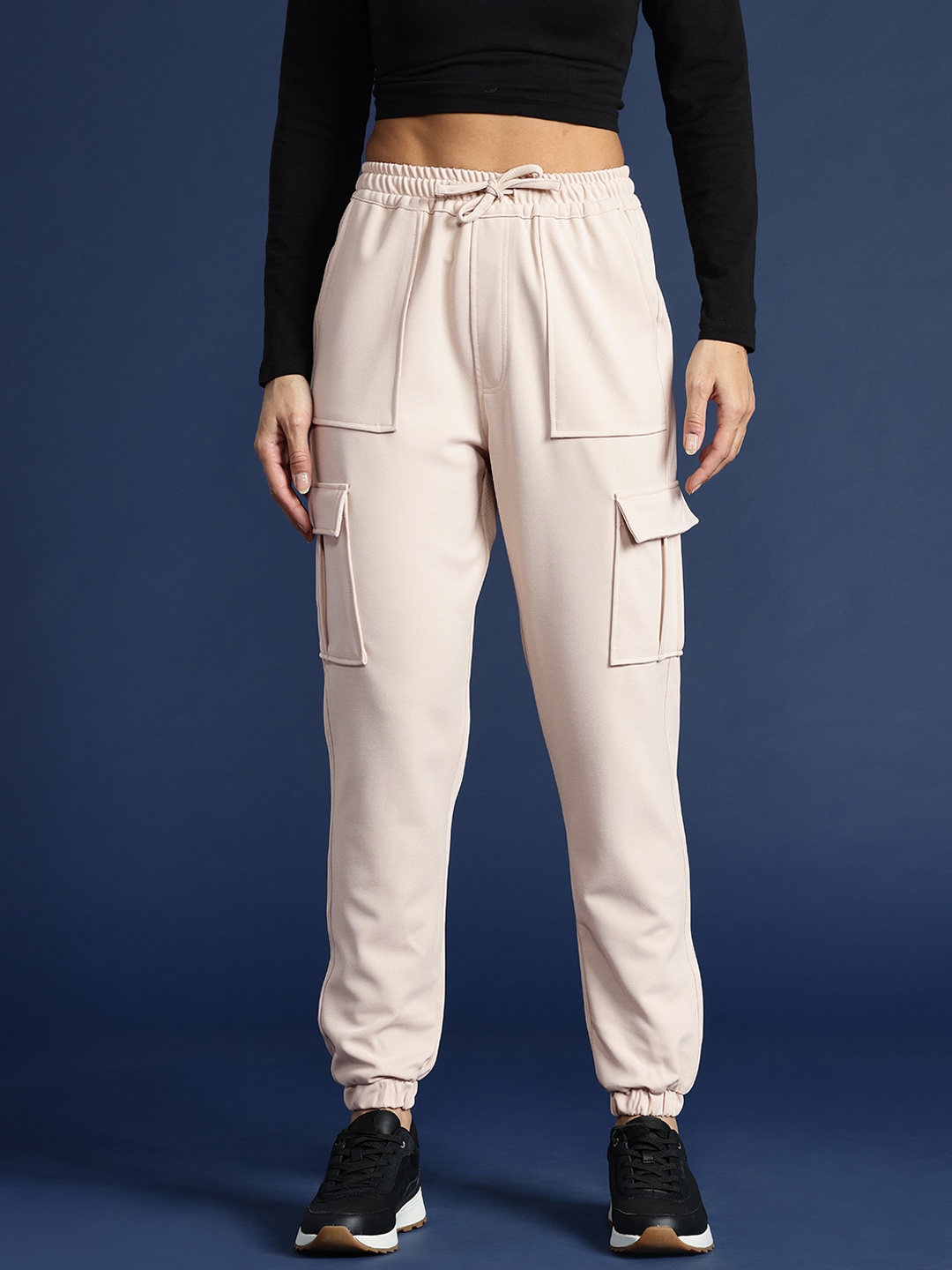 

Mast & Harbour Women Solid Relaxed Fit Joggers, Off white