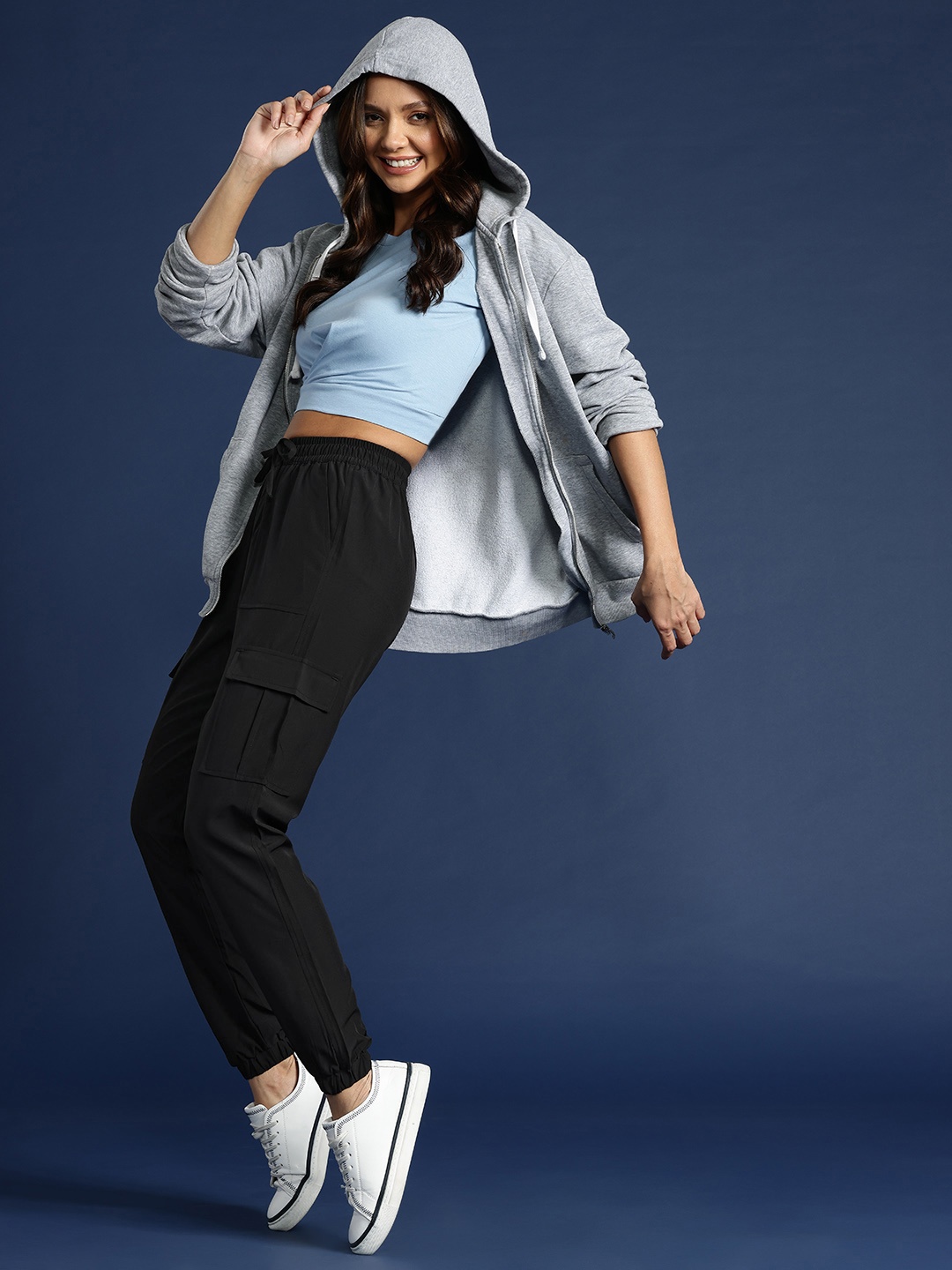 

Mast & Harbour Women Solid Relaxed Fit Joggers, Black