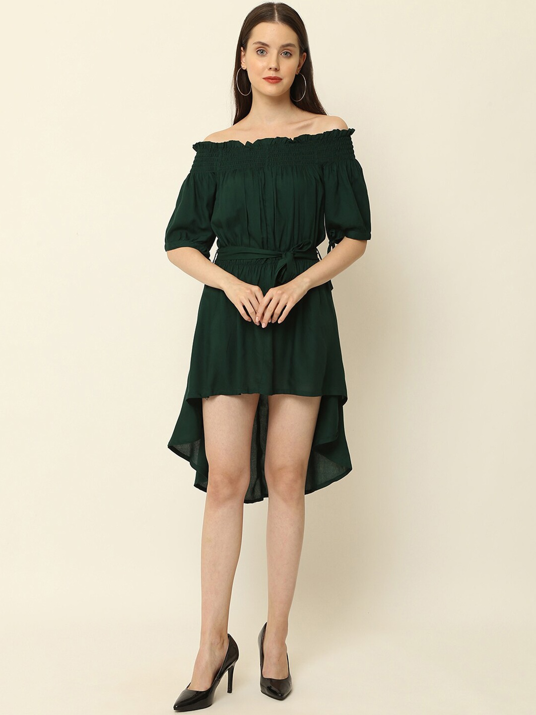 

Vastralay Off-Shoulder Fit & Flare Dress, Green