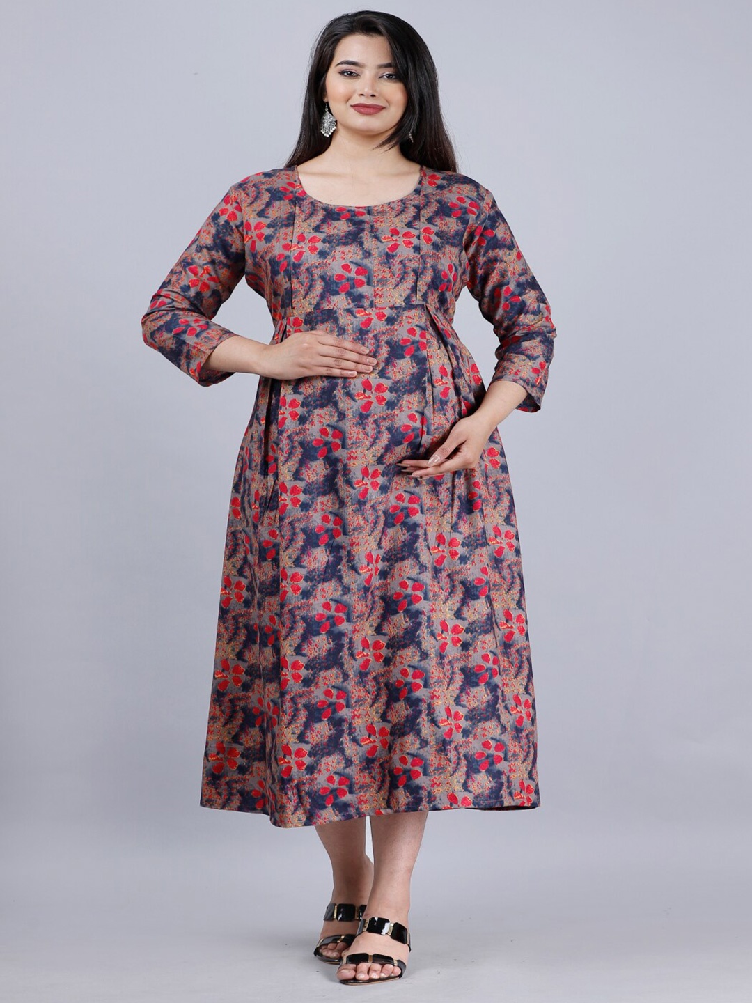 

Vastralay Floral Printed Maternity A-Line Dress, Pink