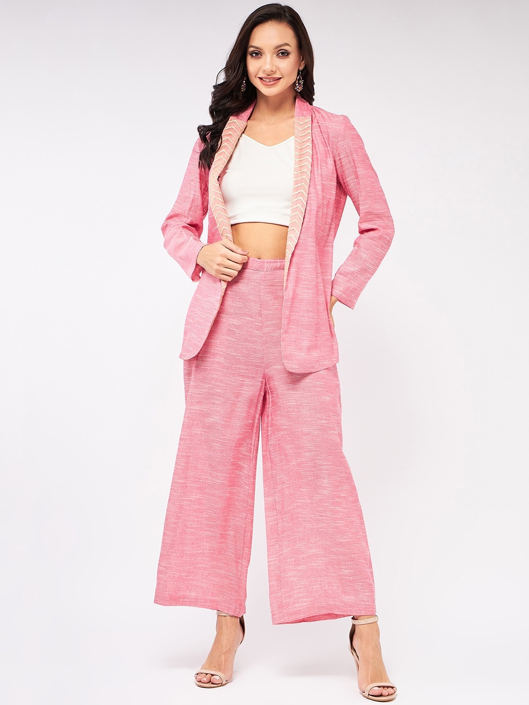 

Zima Leto Pure Cotton Blazer With Trousers Co-Ords, Pink