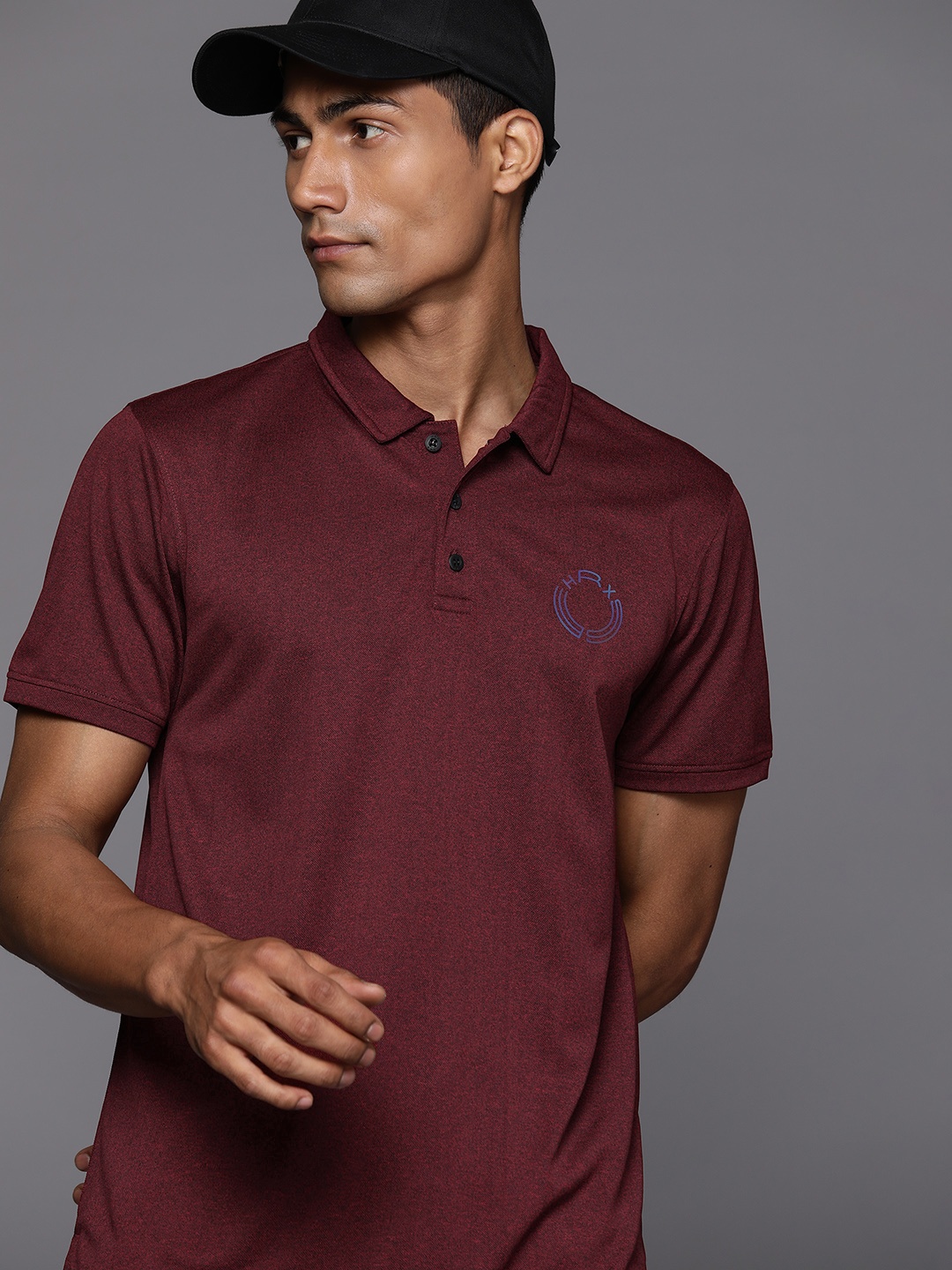 

HRX by Hrithik Roshan Men Brand Logo Printed Rapid Dry Polo Collar T-shirt, Maroon