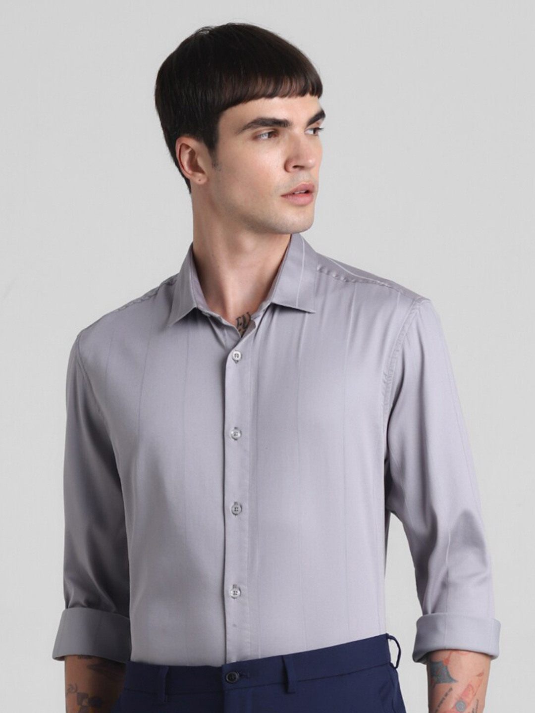 

Jack & Jones Spread Collar Slim Fit Cotton Casual Shirt, Grey