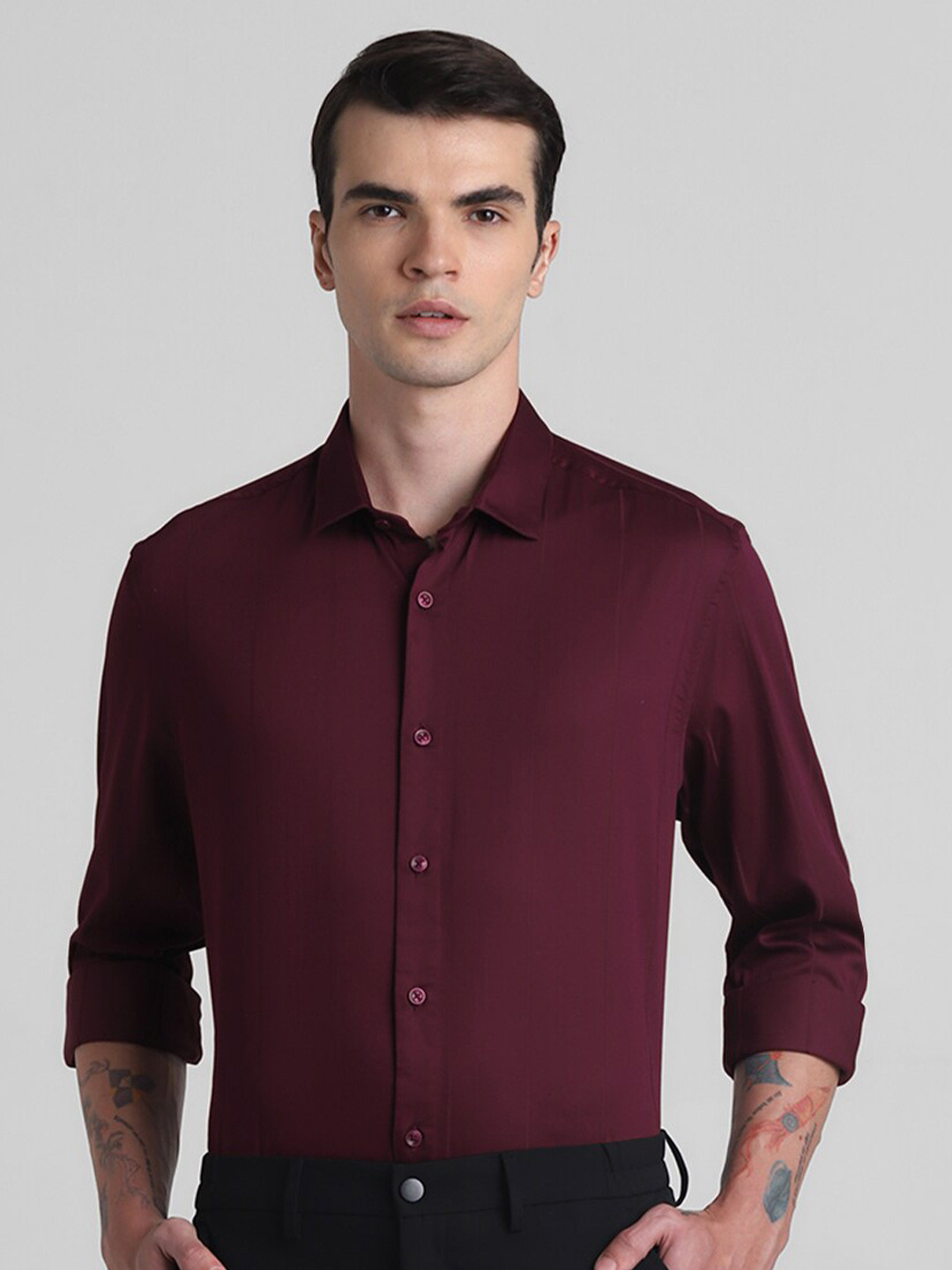 

Jack & Jones Spread Collar Slim Fit Cotton Casual Shirt, Maroon