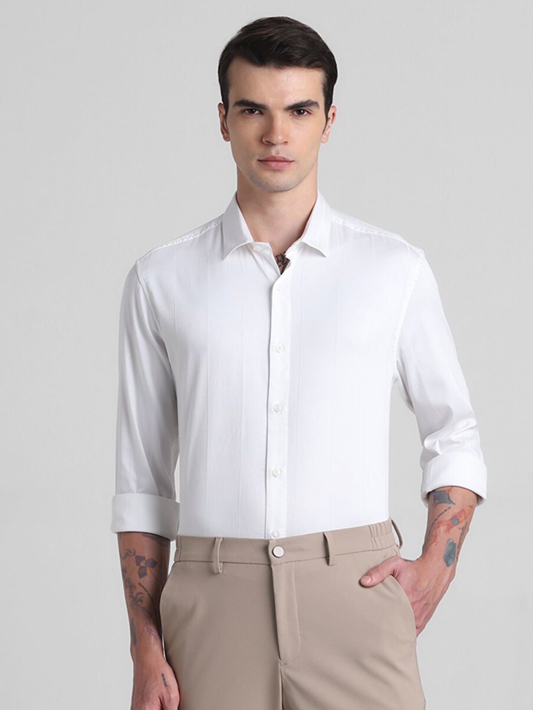 

Jack & Jones Spread Collar Slim Fit Cotton Casual Shirt, White