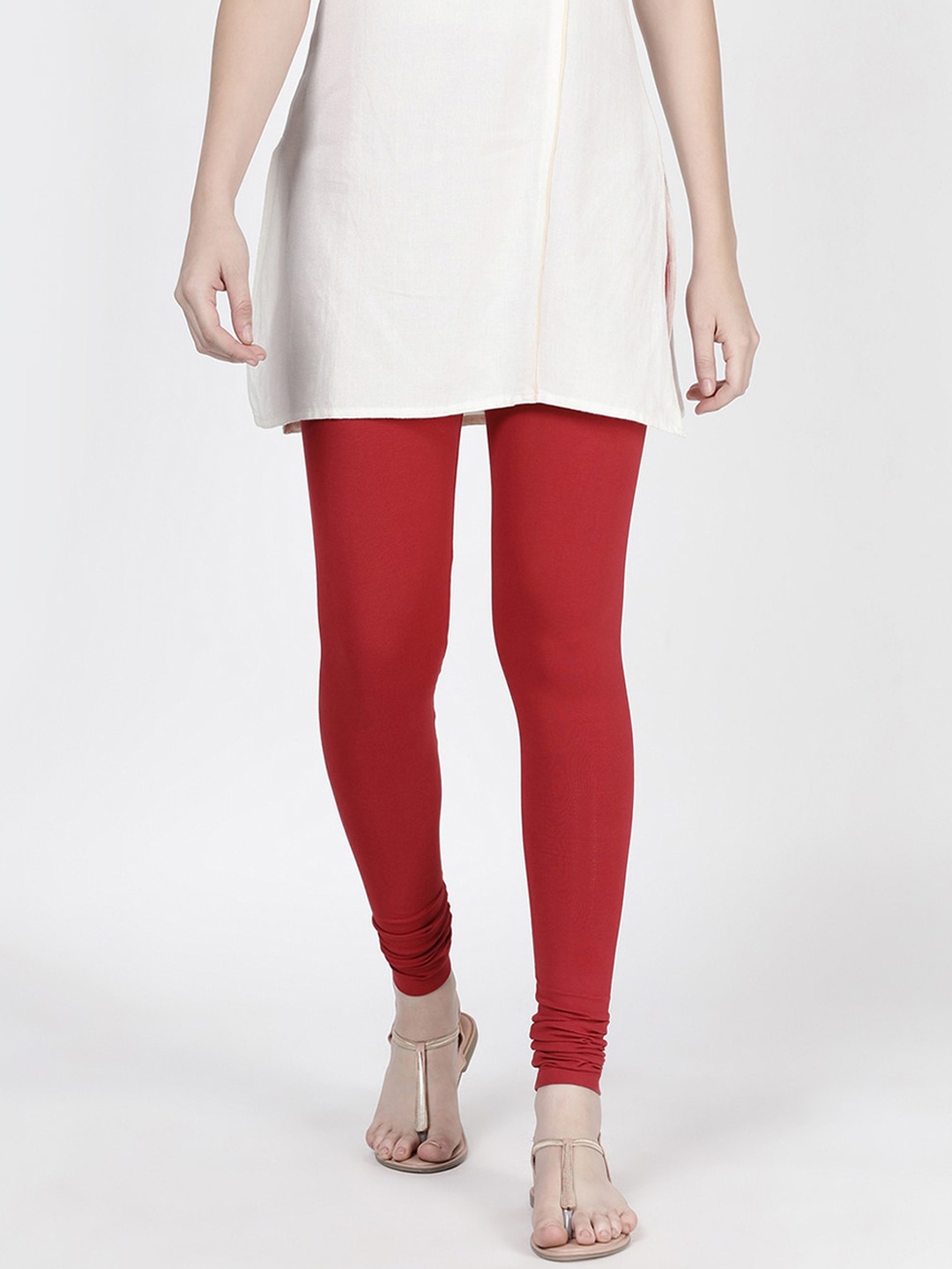 

TWIN BIRDS Churidar Length Slip-On Leggings, Red