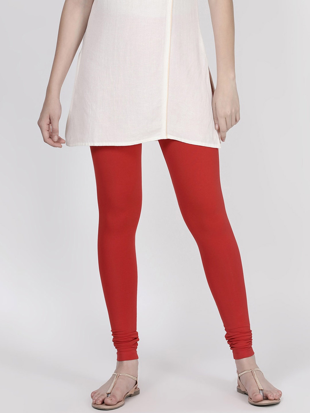 

TWIN BIRDS Churidar Length Slip-On Leggings, Red