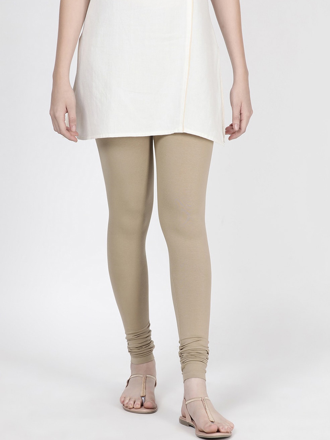 

TWIN BIRDS Churidar Length Slip-On Leggings, Beige