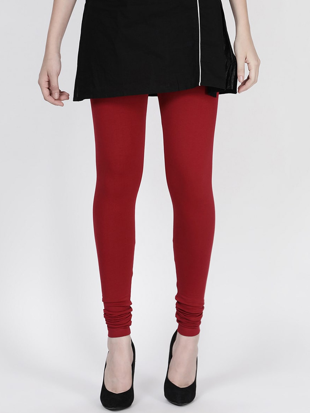 

TWIN BIRDS Churidar Length Slip-On Leggings, Red