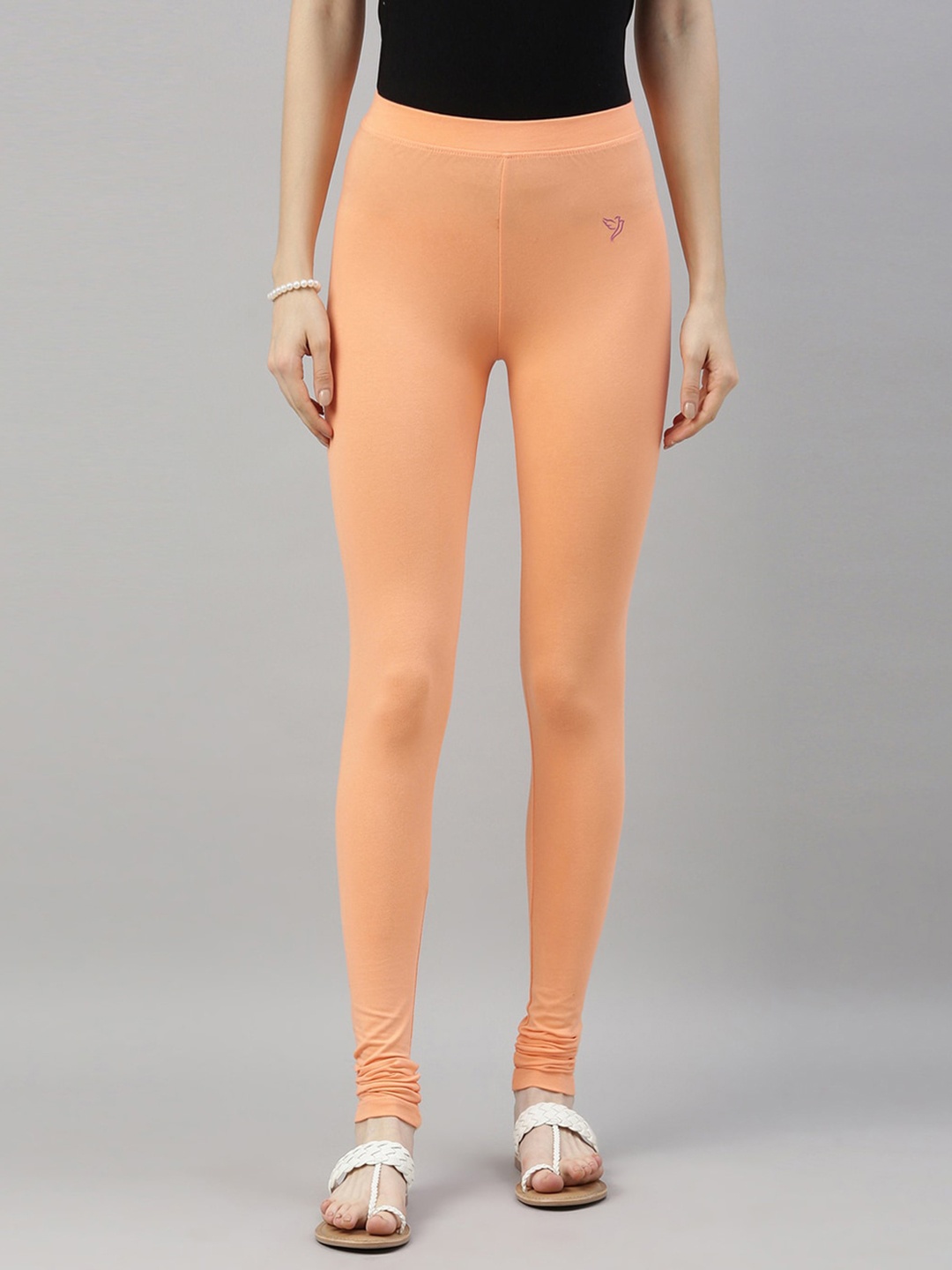 

TWIN BIRDS Churidar Length Slip-On Leggings, Peach