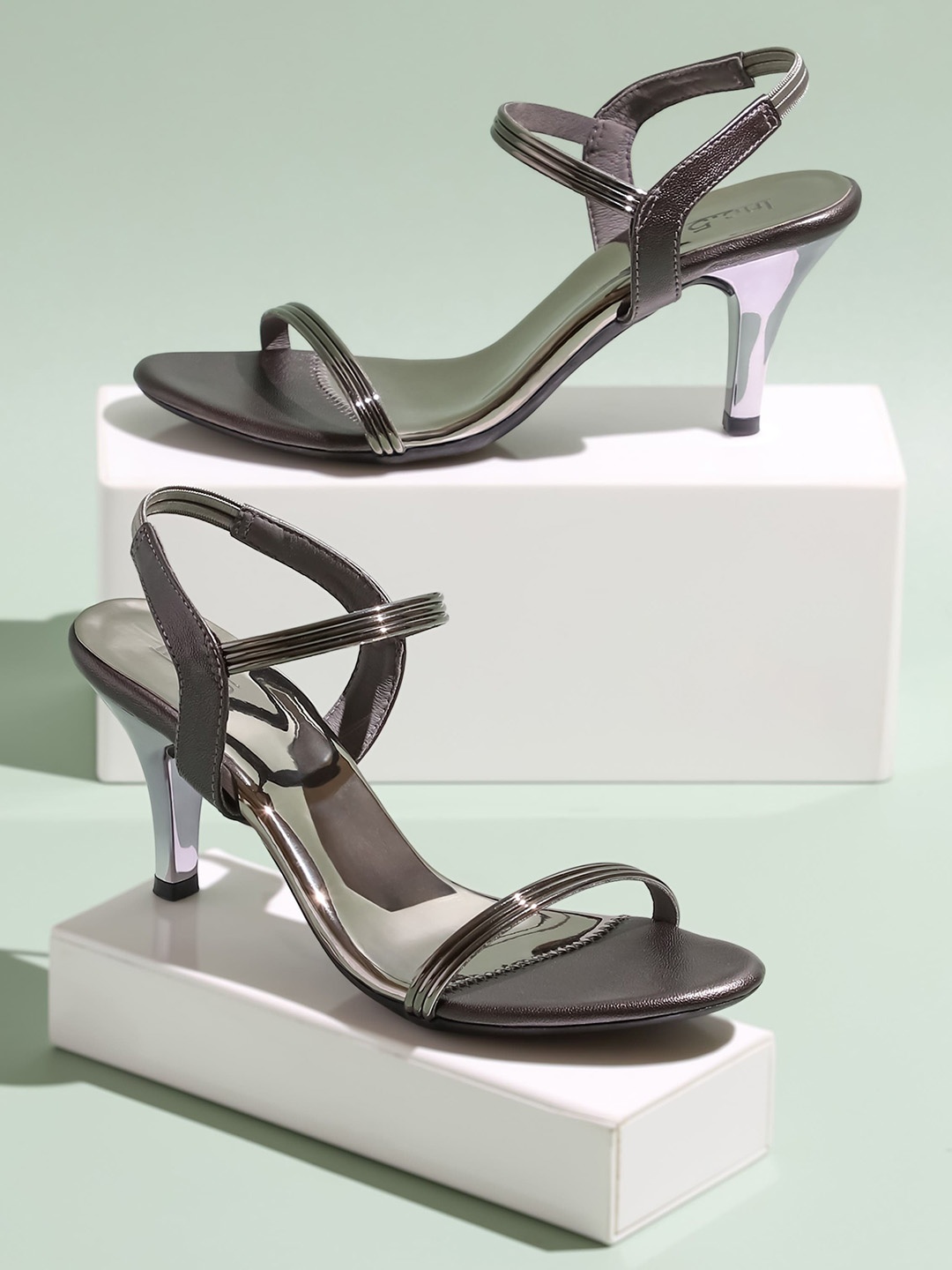 

Inc 5 Strappy Open Toe Slim Heels, Grey
