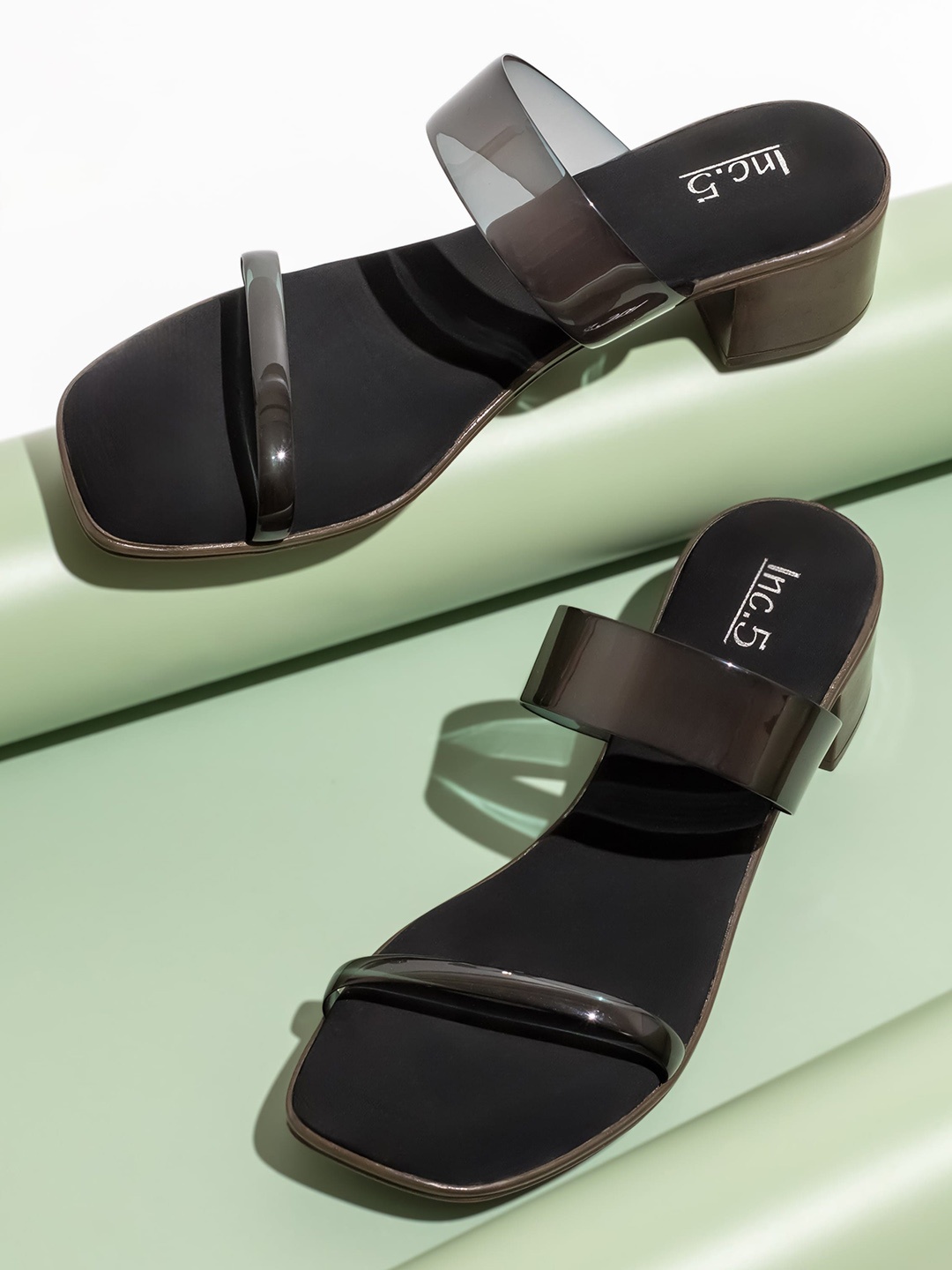

Inc 5 Open Toe Block Heels, Black