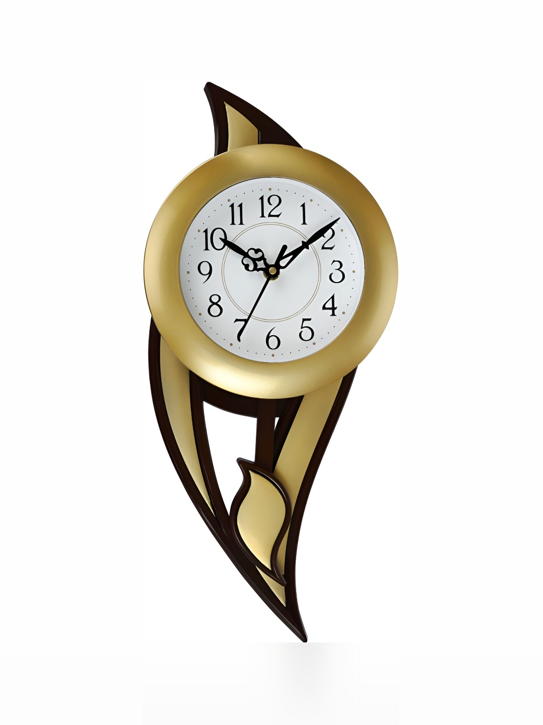 

Attractionz Gold-Toned & White Textured Contemporary Pendulum Round Wall Clock