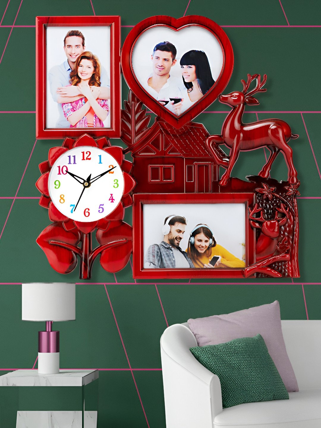 

Attractionz Red & White Textured Contemporary Round Wall Clock