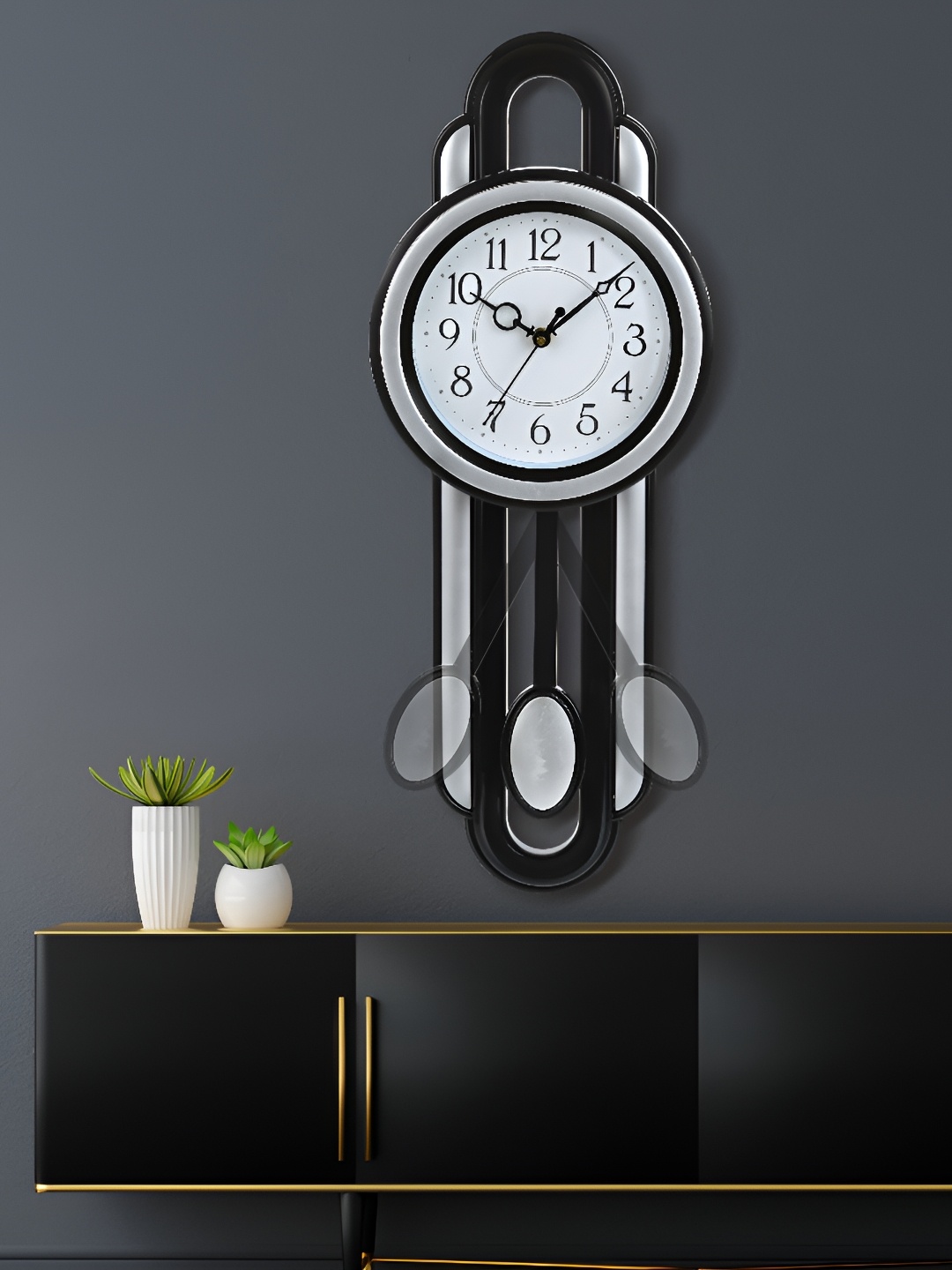

Attractionz Att'z Silver-Toned & White Contemporary Round Wall Clock