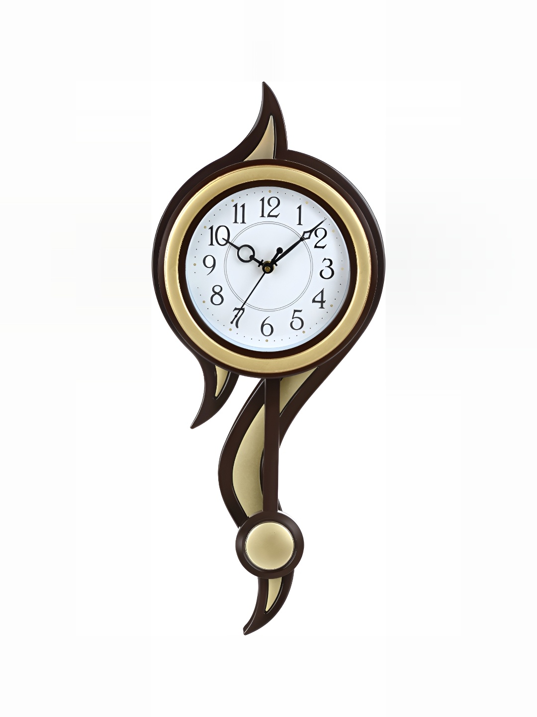 

Attractionz Gold-Toned & Beige Round Contemporary Pendulum Wall Clock