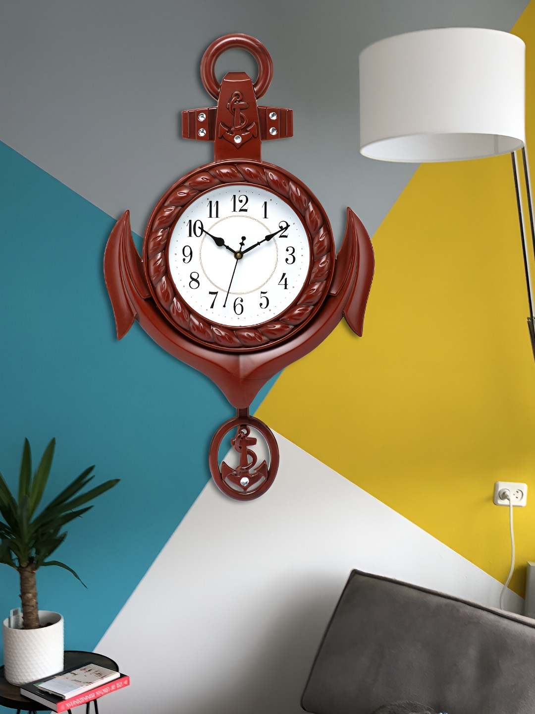 

Attractionz Brown & White Textured Round Analogue Wall Clock