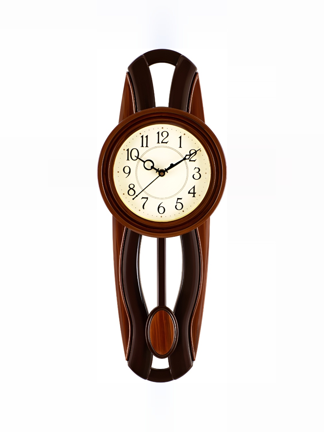 

Attractionz Brown & Beige Round Pendulum Analogue Wall Clock