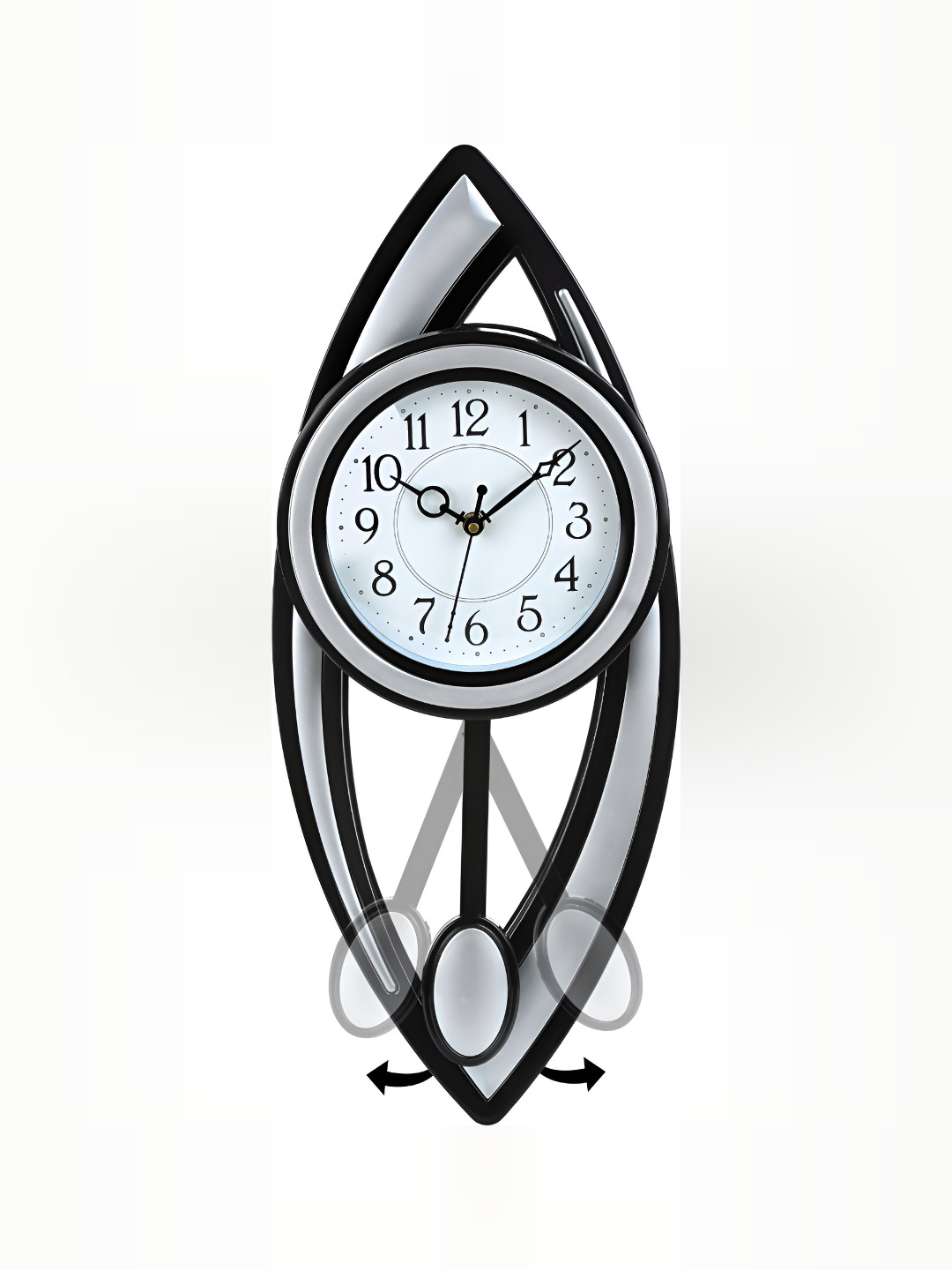 

Attractionz Silver-Toned & White Round Pendulum Analogue Wall Clock