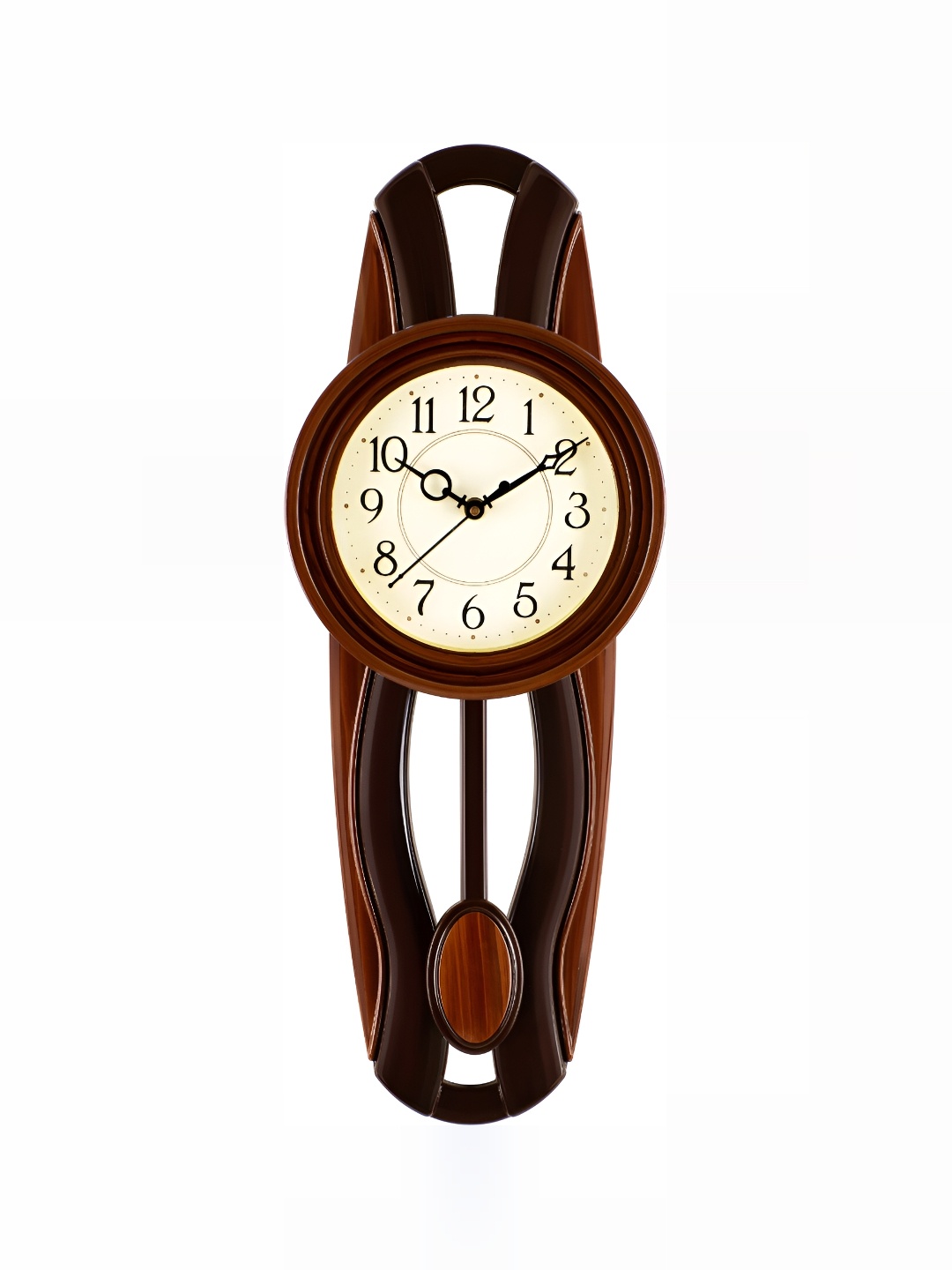 

Attractionz Brown & Beige Round Pendulum Analogue Wall Clock