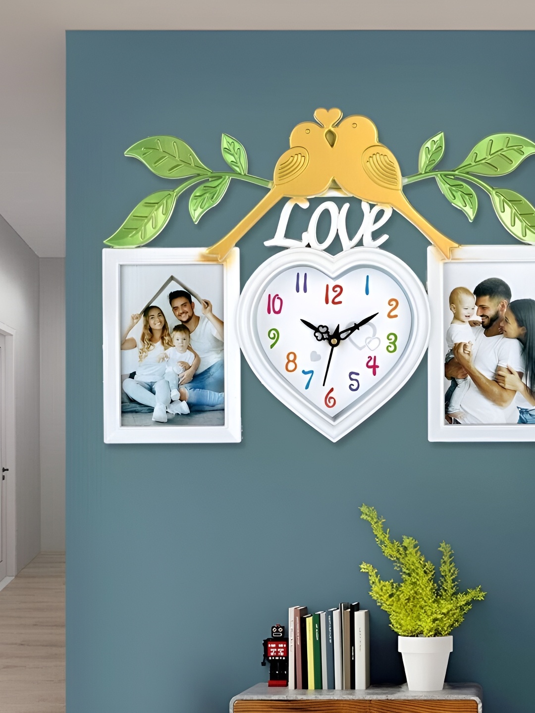 

Attractionz White & White Love Shaped Contemporary Wall Clock