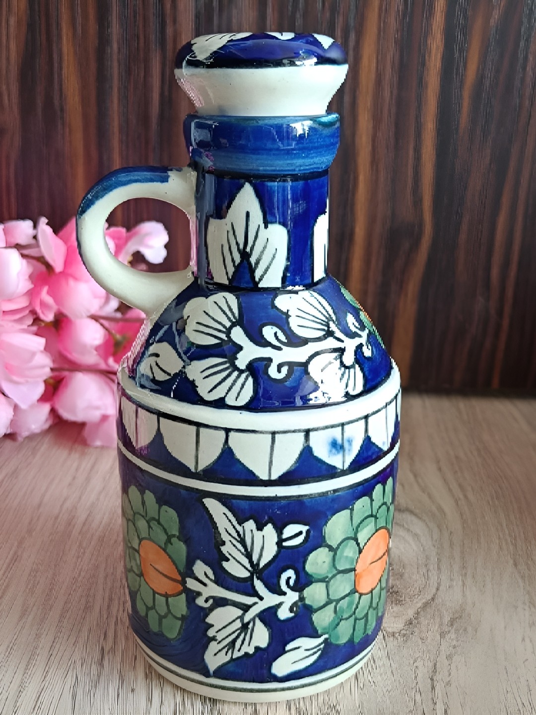 

INDIA MEETS INDIA Blue & White Floral Printed Ceramic Oil Dispenser 500 ml