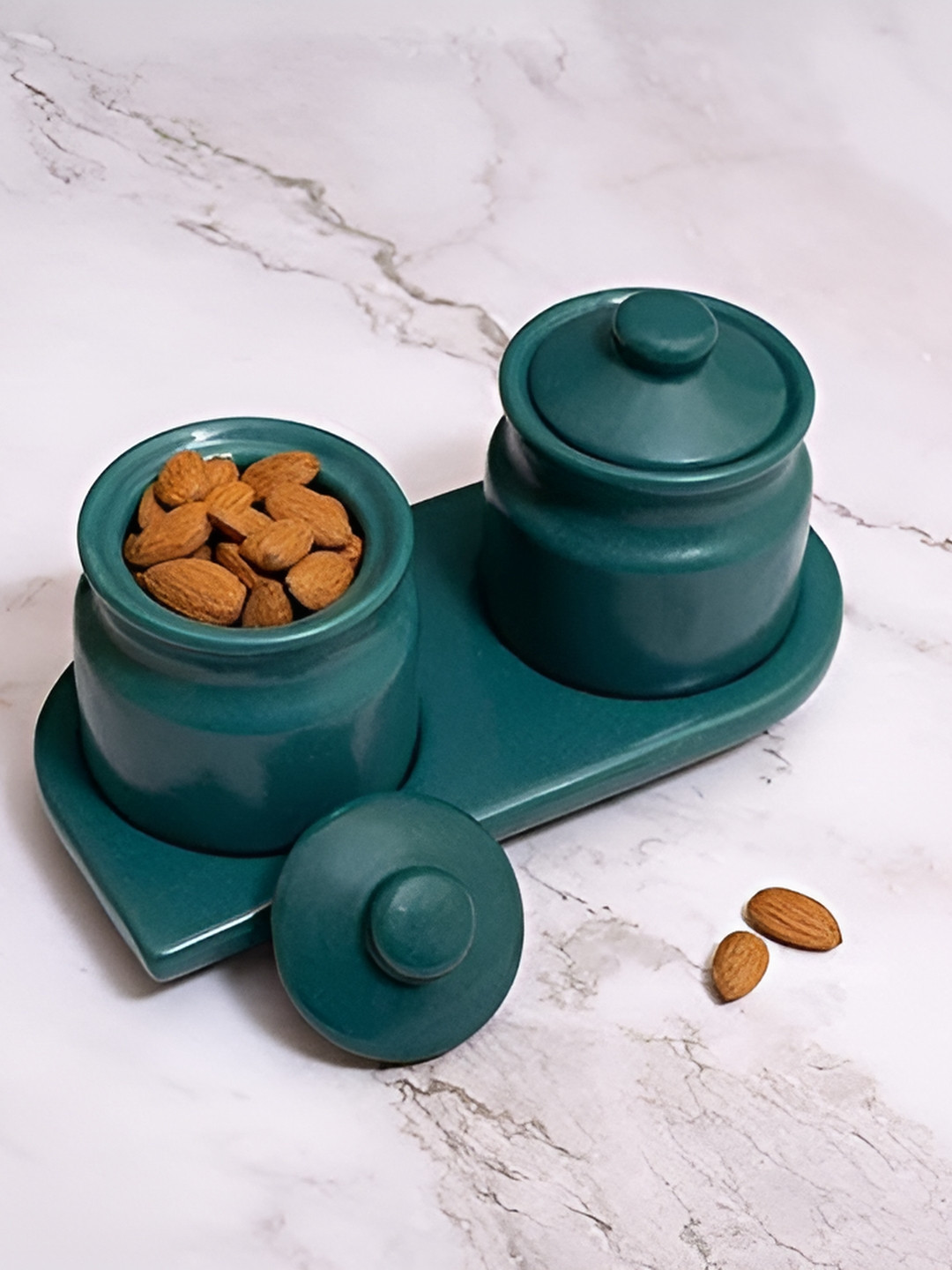

INDIA MEETS INDIA Green Ceramic Food Container