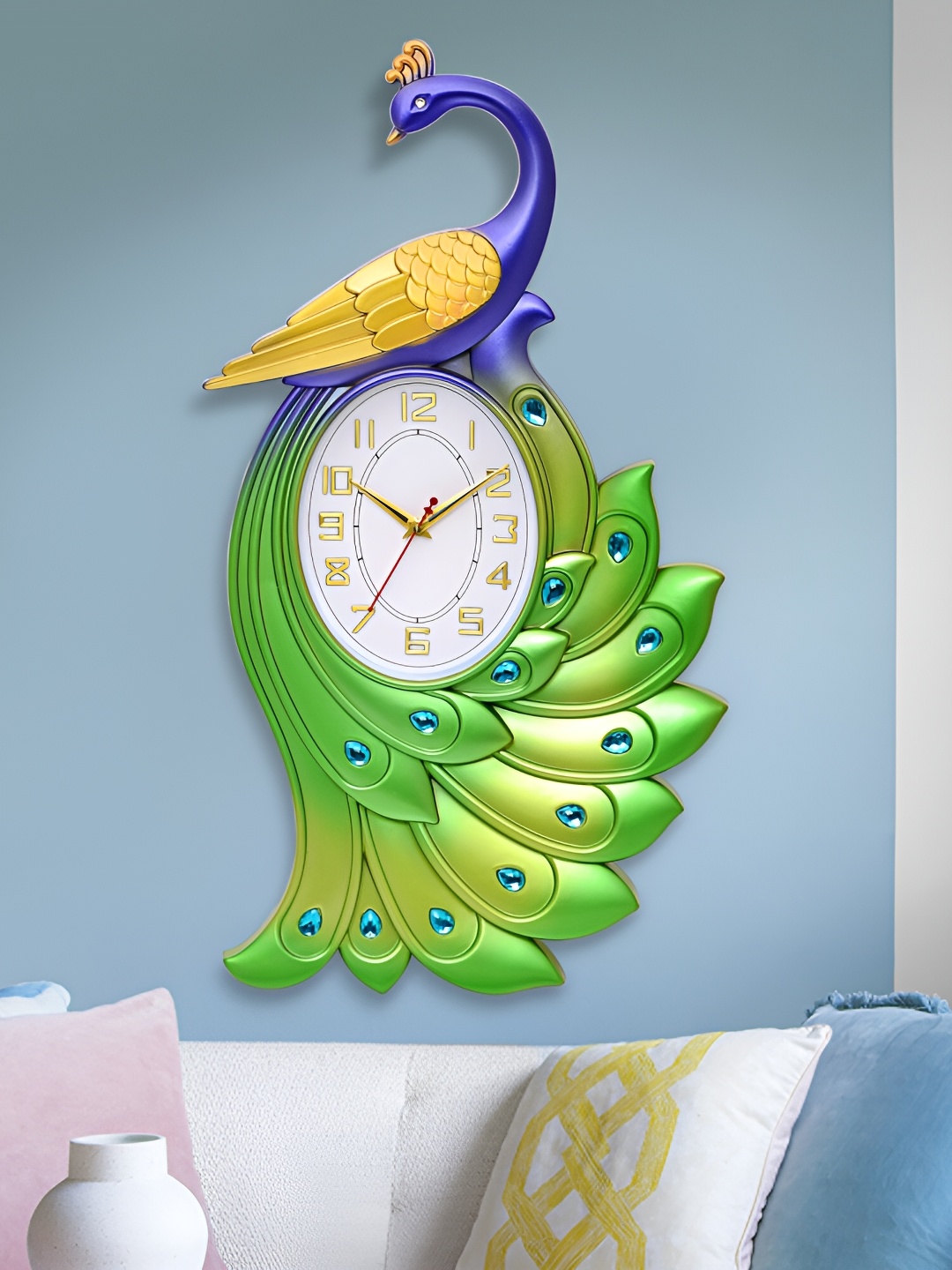 

Attractionz Green & White Oval Textured Analogue Contemporary Wall Clock