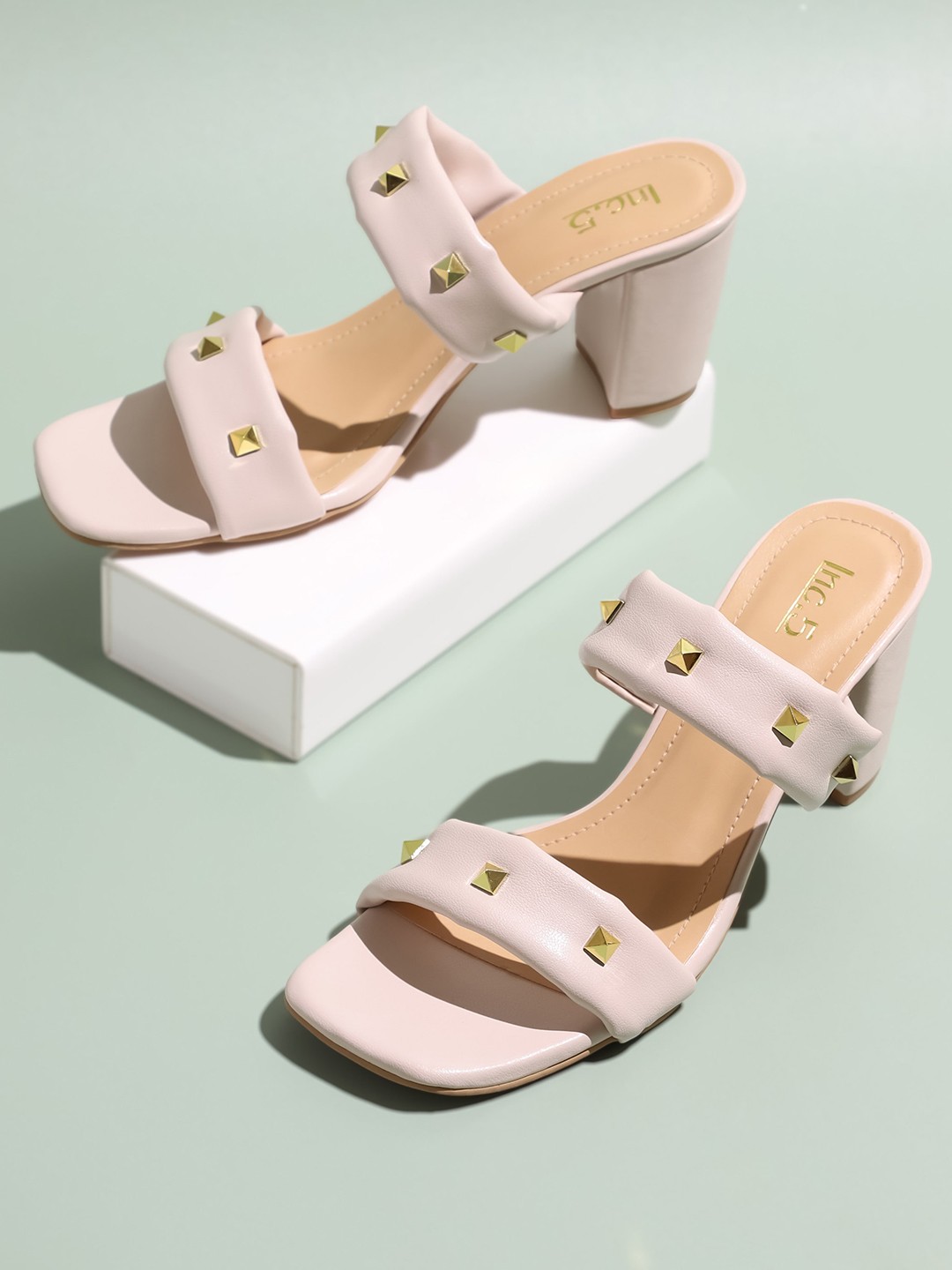 

Inc 5 Embellished Block Heels, Cream