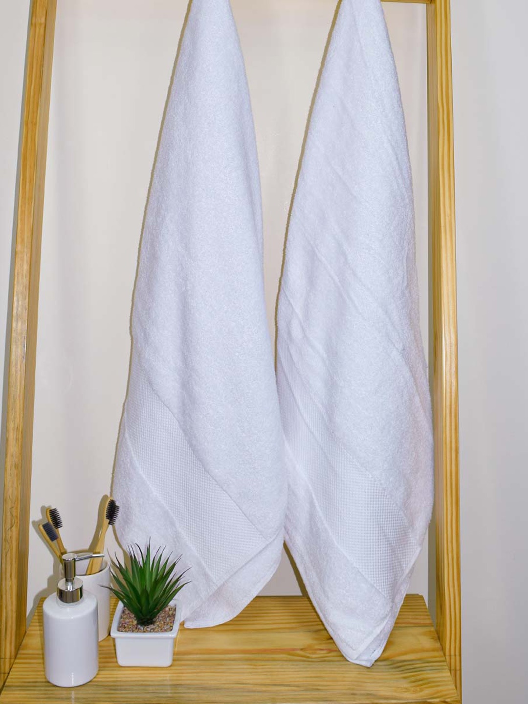 Aura White 2 Pieces 610 GSM Cotton Bath Towels