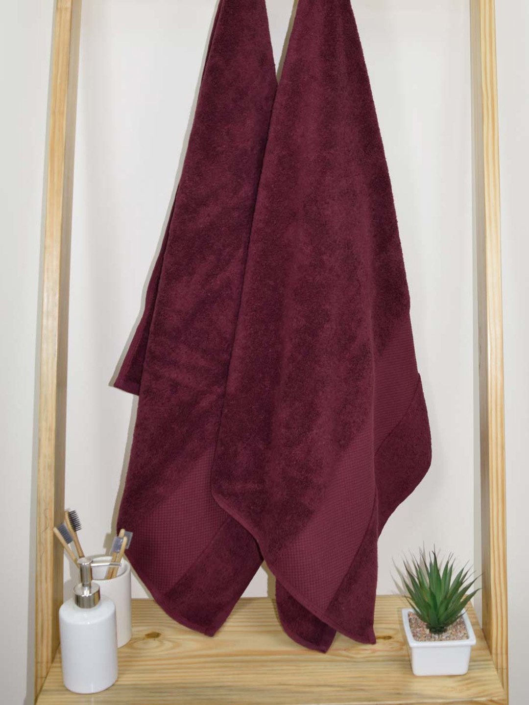 

Aura Maroon 2Pcs Organic Cotton 610 GSM Bath Towels
