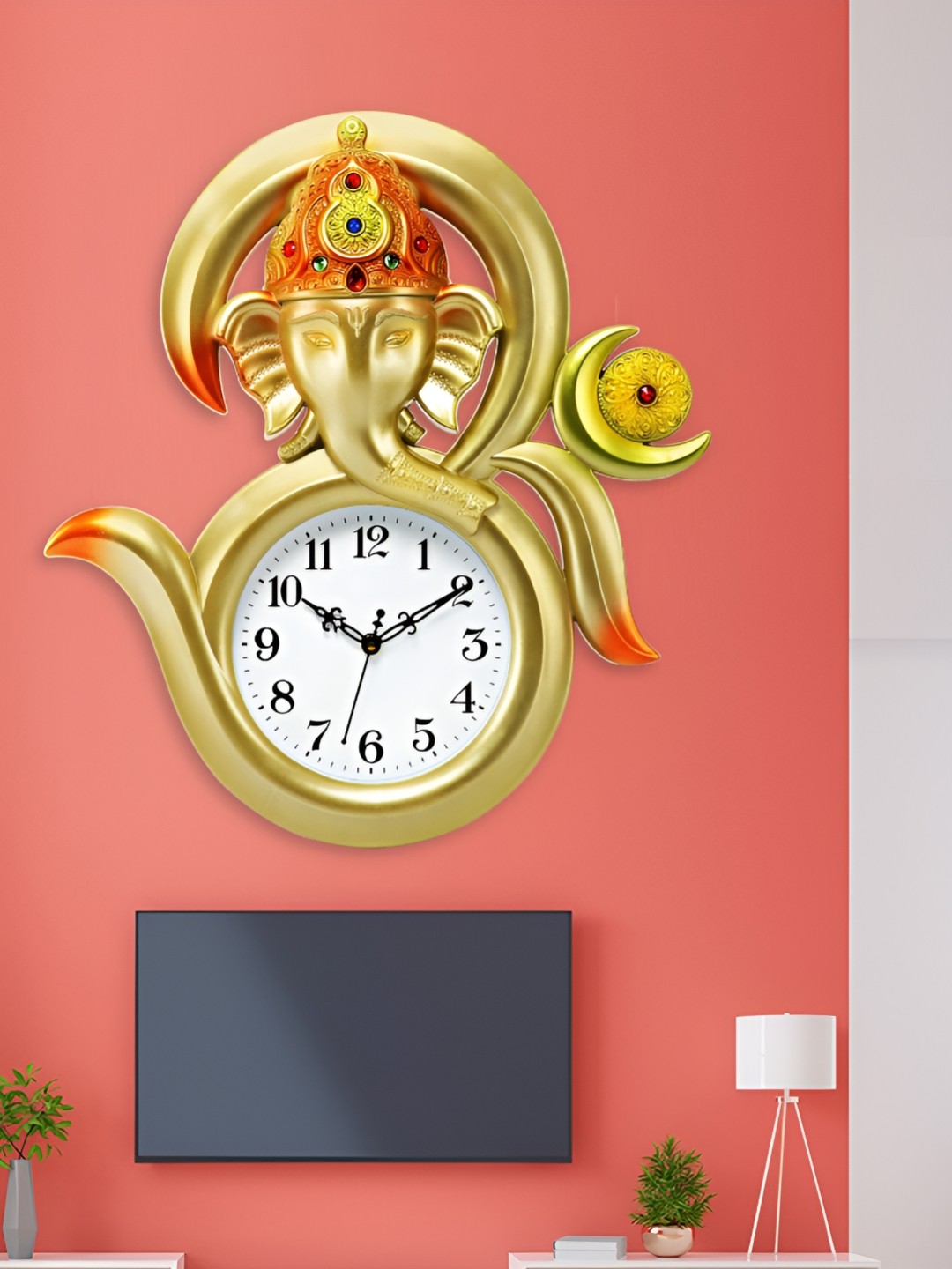 

Attractionz Gold-Toned & Brown Round Shaped Traditional Analogue Wall Clock