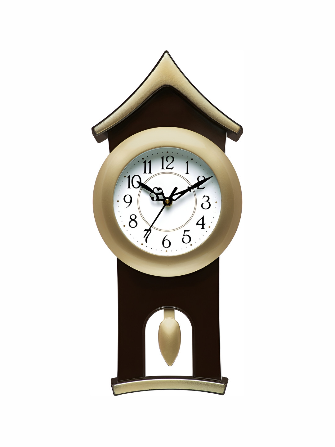 

Attractionz Gold-Toned & White Round Shaped Contemporary Pendulum Wall Clock