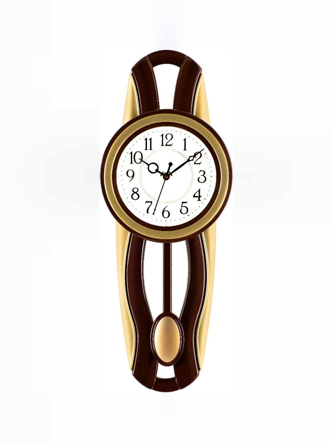 

Attractionz Gold-Toned & Beige Round Pendulum Wall Clock