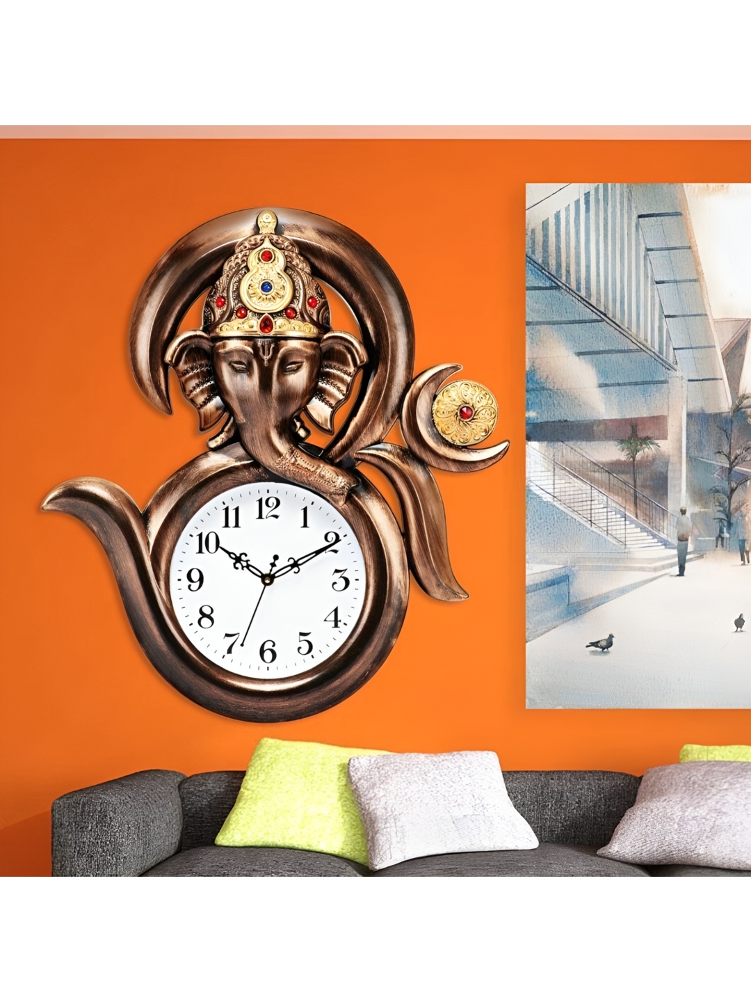 

Attractionz Gold Toned & White Abstract Textured Wall Clock