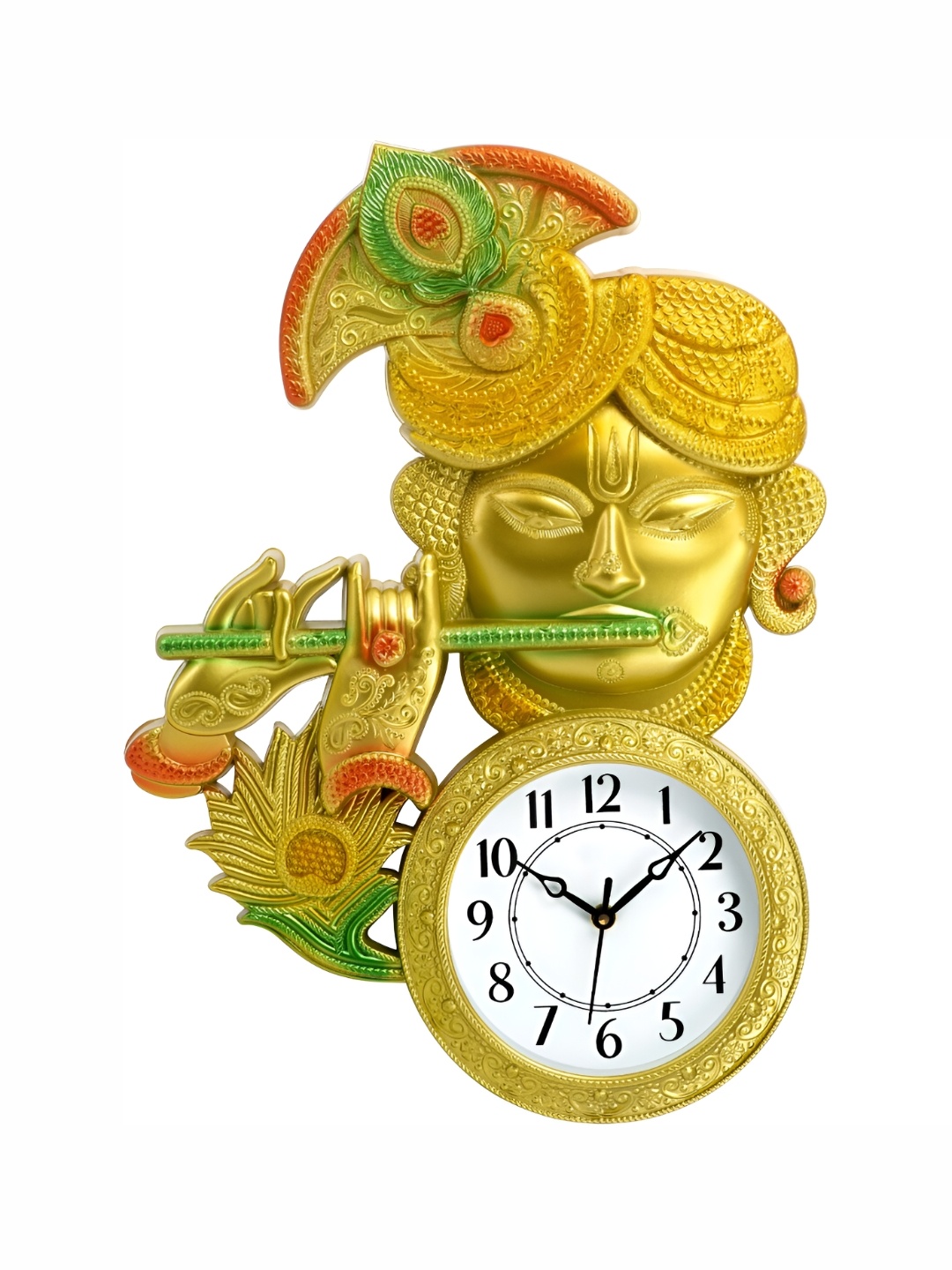 

Attractionz Gold Toned & Beige Round Analogue Wall Clock