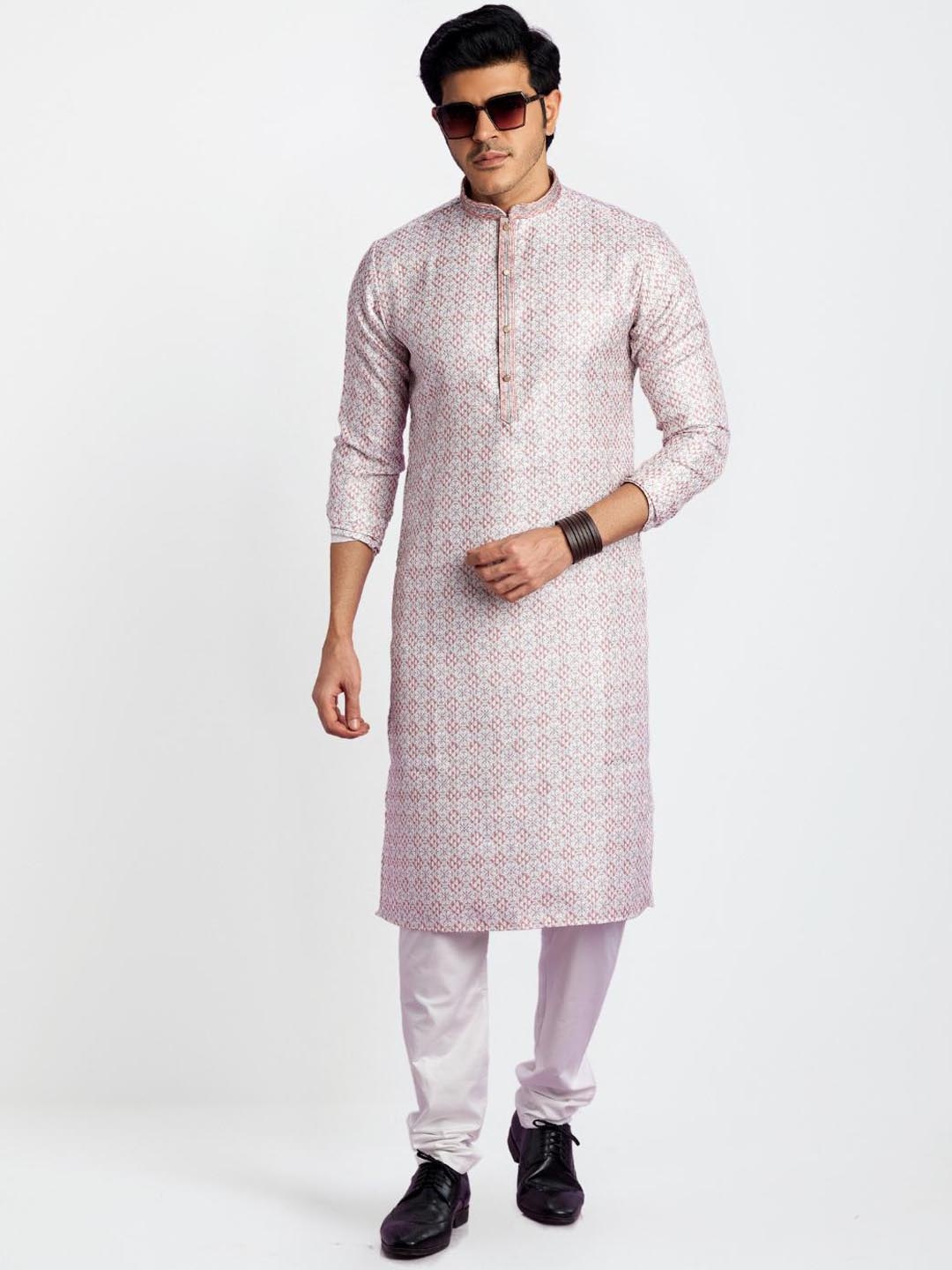 

Indian Poshakh Ethnic Motifs Printed Regular Kurta with Pyjamas, Teal