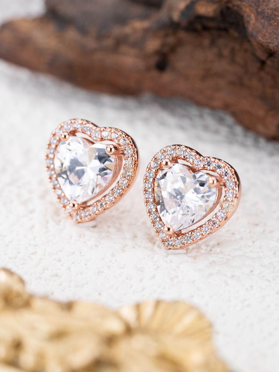 

MISS JO Silver-Plated 92.5 Sterling Silver Contemporary Studs Earrings, Rose gold