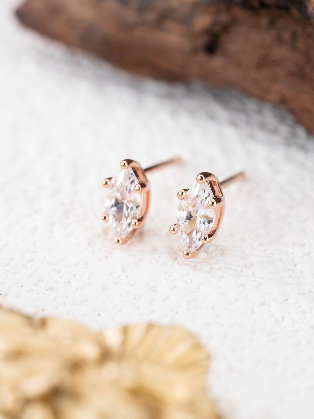 

MISS JO Silver-Plated 92.5 Sterling Silver Contemporary Studs Earrings, Rose gold