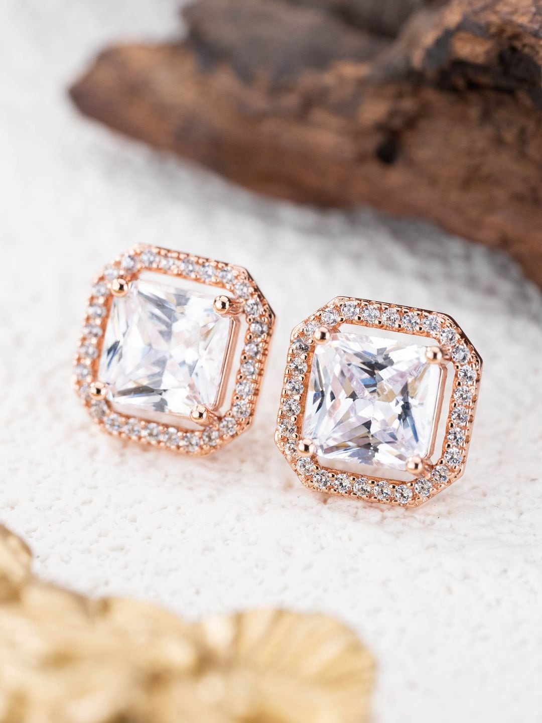 

MISS JO 92.5 Sterling Silver-Plated Contemporary Stud Earrings, Rose gold