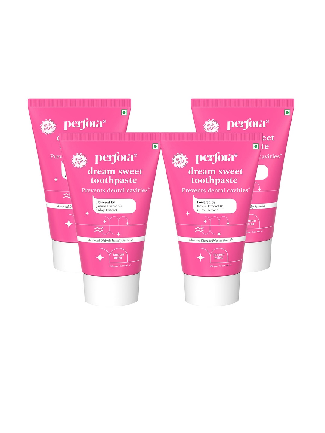 

Perfora Set of 4 Dream Sweet Toothpaste 150 g each - Jamun Mint, Pink