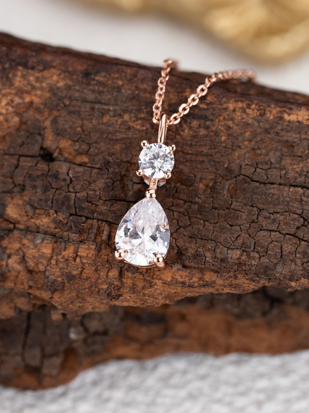

MISS JO 92.5 Rose Gold-Plated Stone Studded Pendant