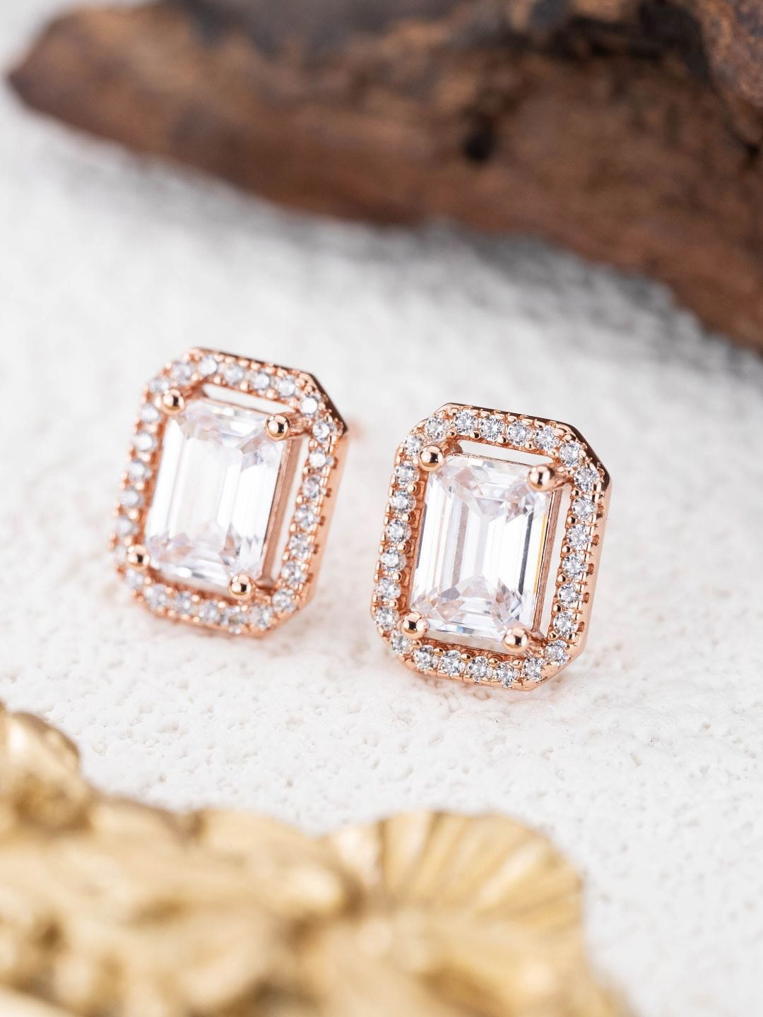 

MISS JO 92.5 Sterling Silver-Plated Contemporary Stud Earrings, Rose gold