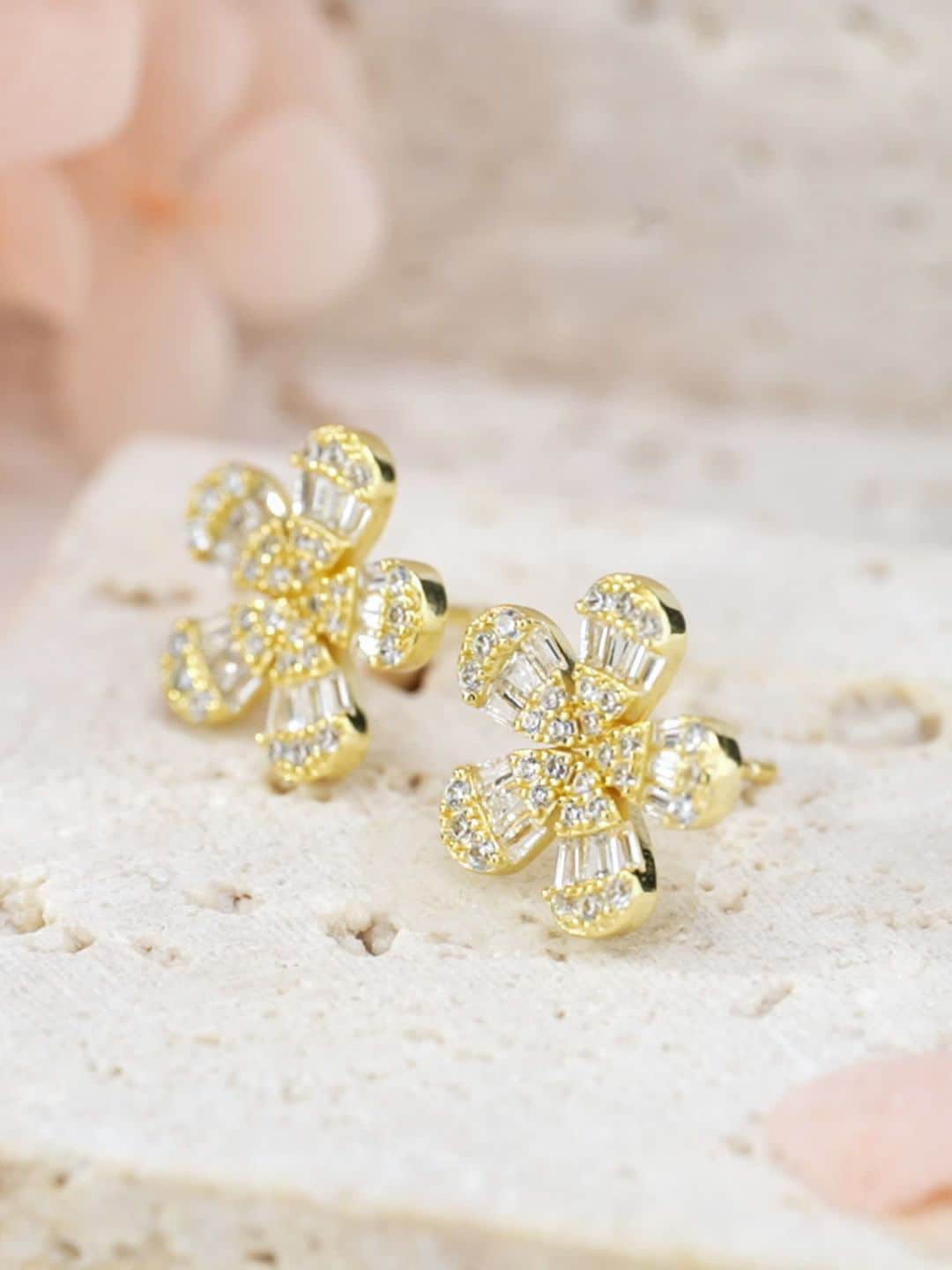 

MISS JO 92.5 Sterling Silver-Plated Contemporary Stud Earrings, Gold