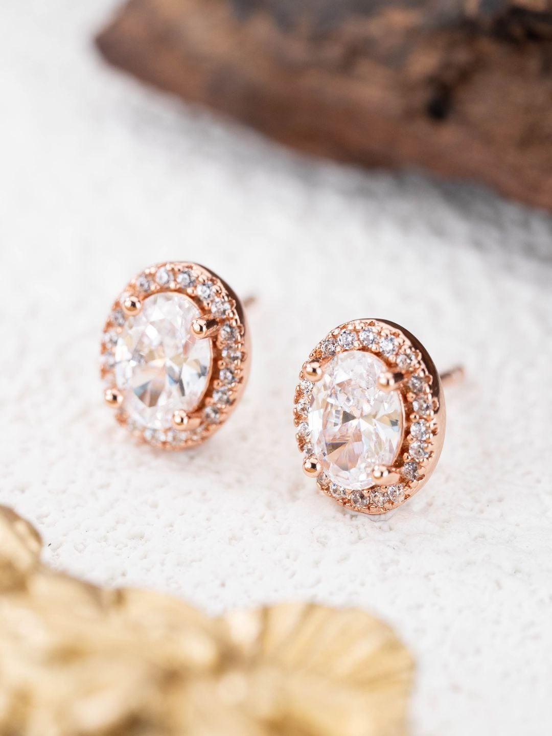 

MISS JO 92.5 Sterling Silver-Plated Contemporary Stud Earrings, Rose gold
