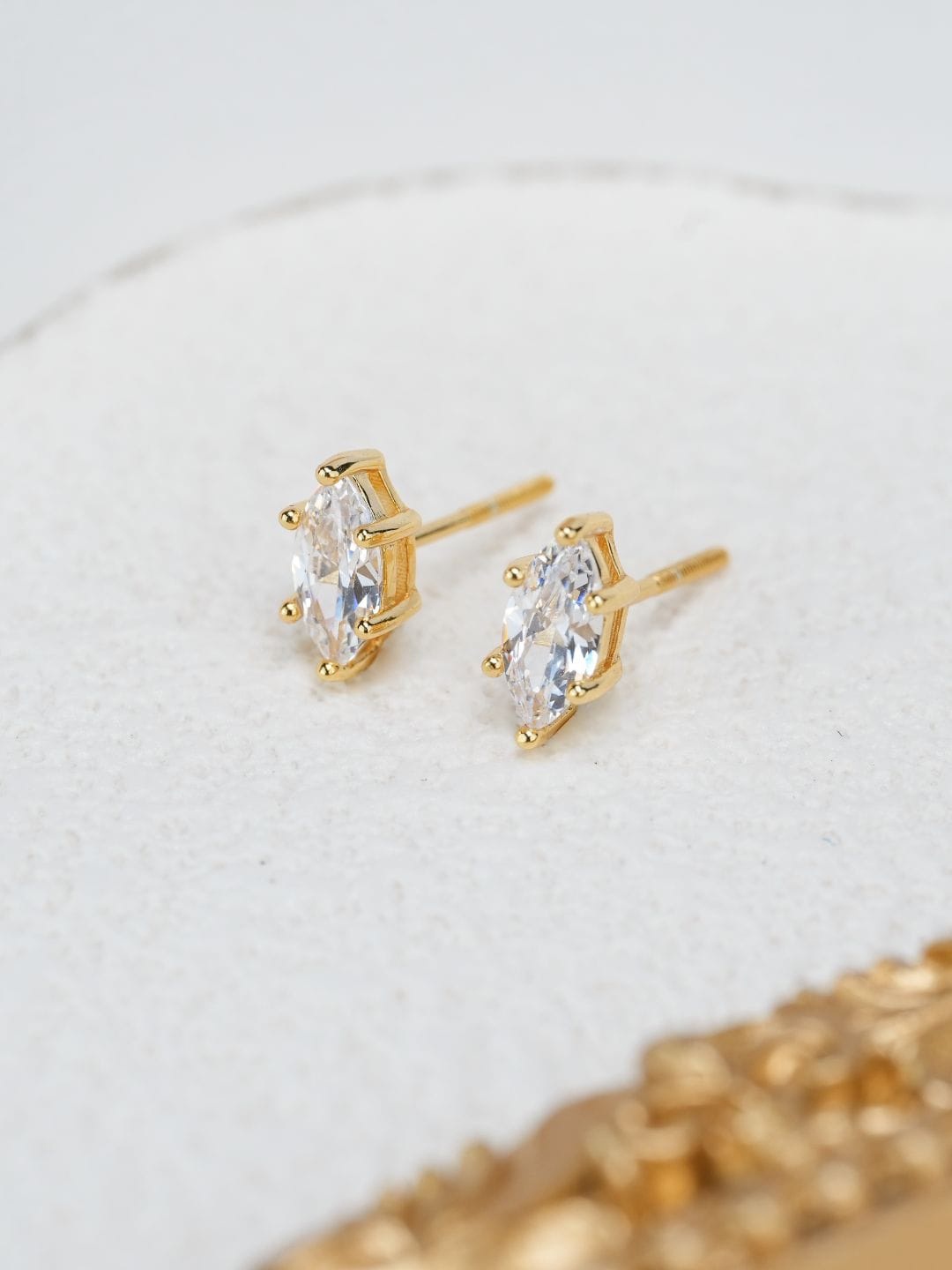 

MISS JO 92.5 Sterling Silver-Plated Contemporary Stud Earrings, Gold